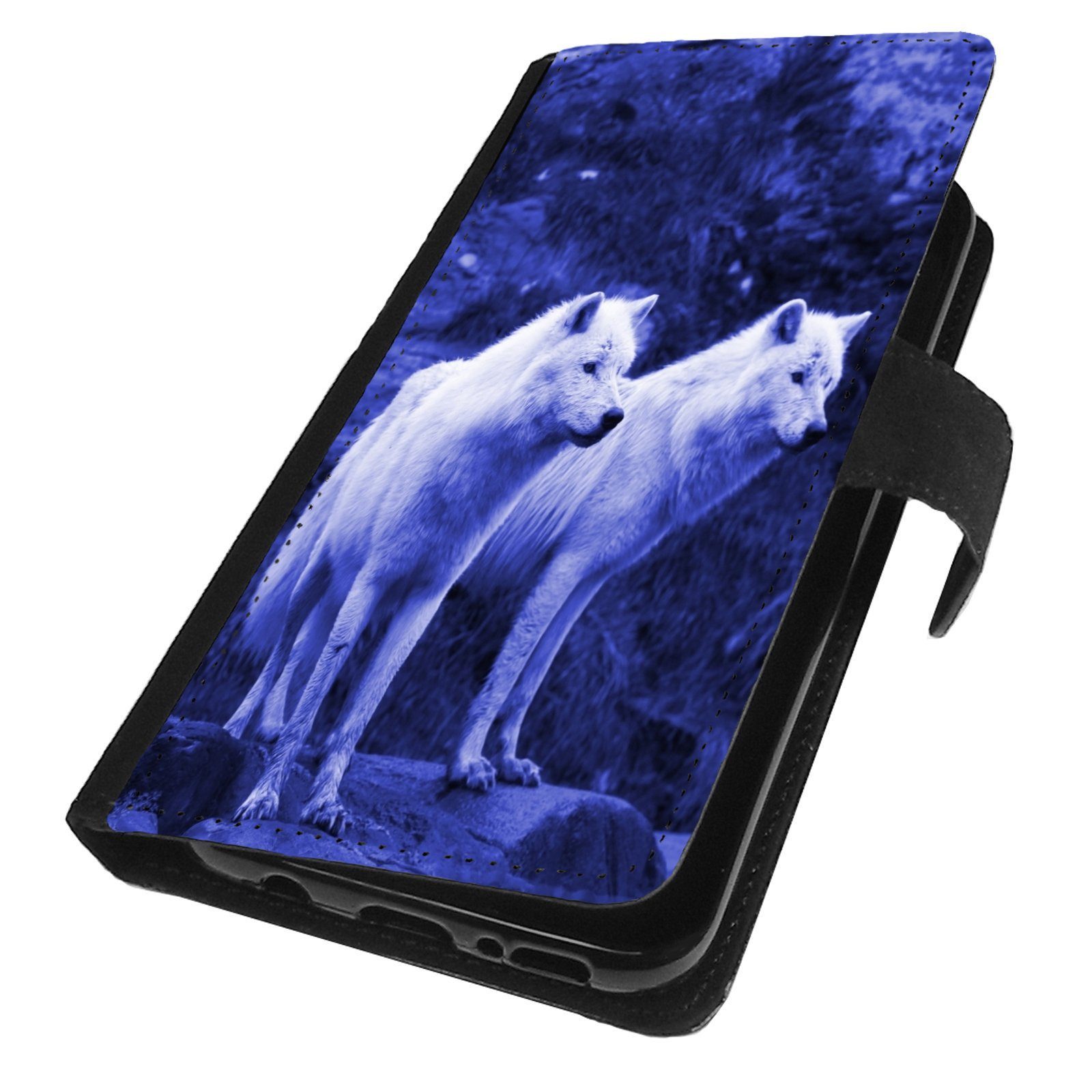 Traumhuelle Handyhülle MOTIV 100 Wölfe Blau Hülle für iPhone Xiaomi Google Huawei Motorola, Handytasche Klapphülle Flip Case Book Etui Cover Silikon
