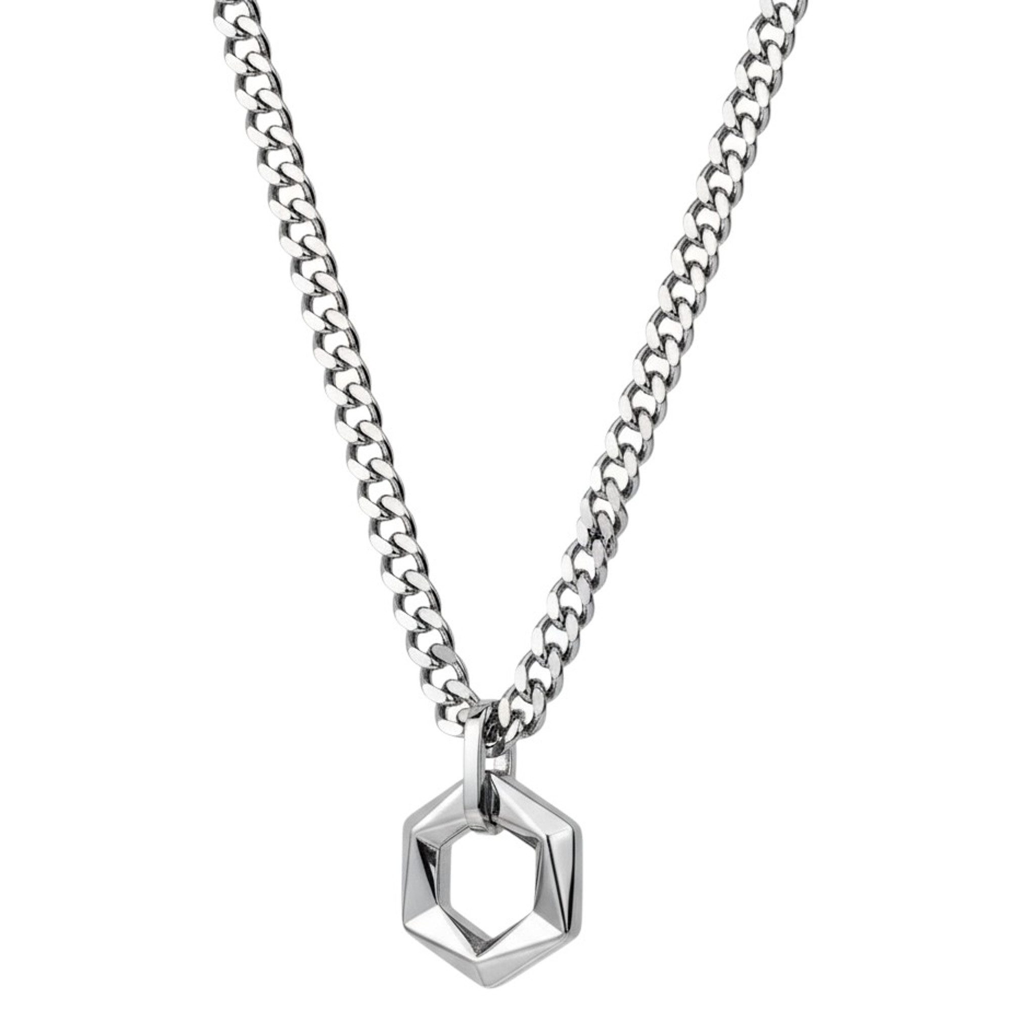 KARMA Kette mit Anhänger Halskette mit Hexagon Anhänger Silber Herren Edels günstig online kaufen