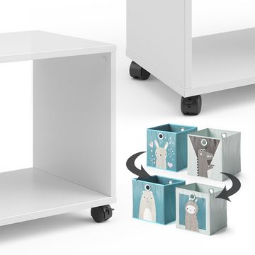 Vicco Rollcontainer Bürocontainer für Faltboxen 2 Fächer Weiß mit Faltbox Grau