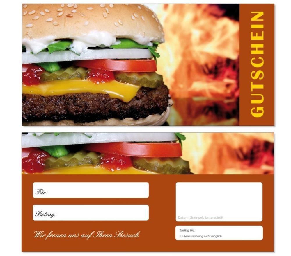 Geschenkkarte Geschenkgutscheine Gutschein feuriger Imbiss