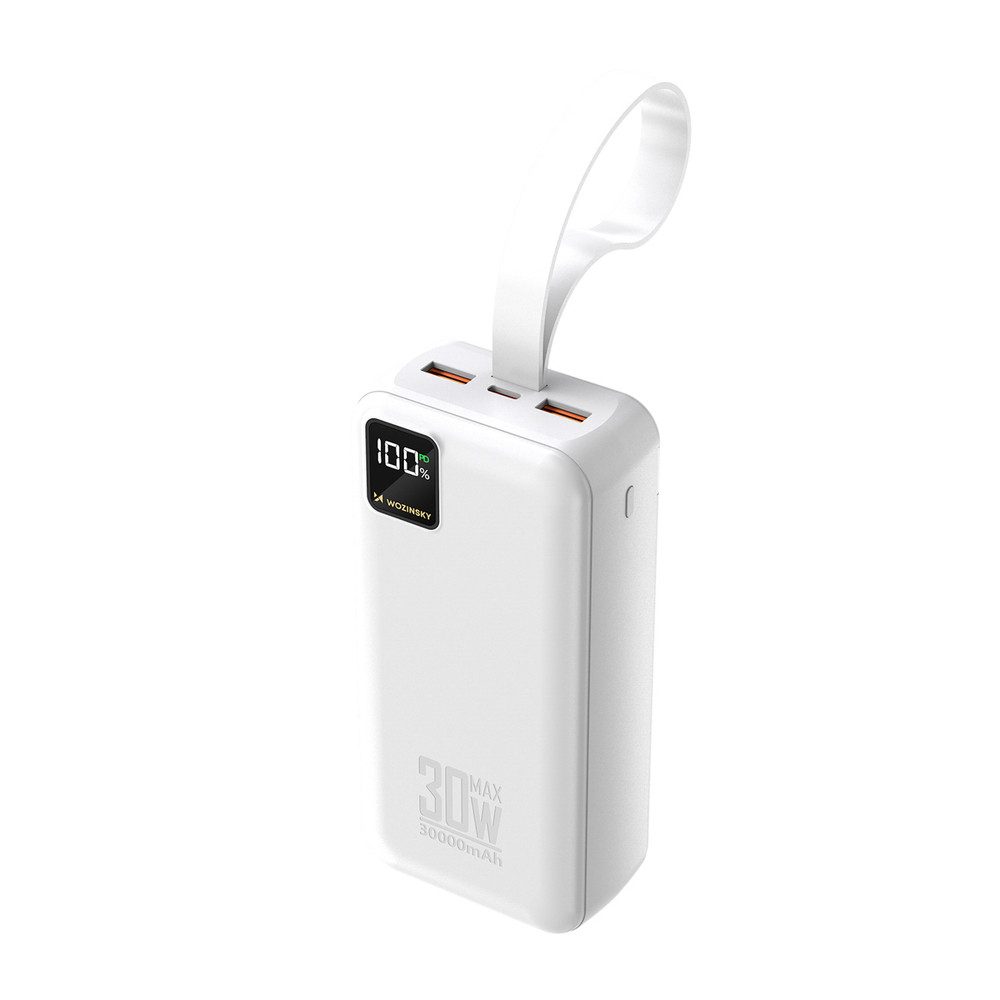 Wozinsky Zusatzakku Reiseakku Schnellladeakku Powerbank Zusatzakku W8-B 30000 mAh (12, 5, 9 V, 1 St), 30 W Schnellladung, Display, Taschenlampe