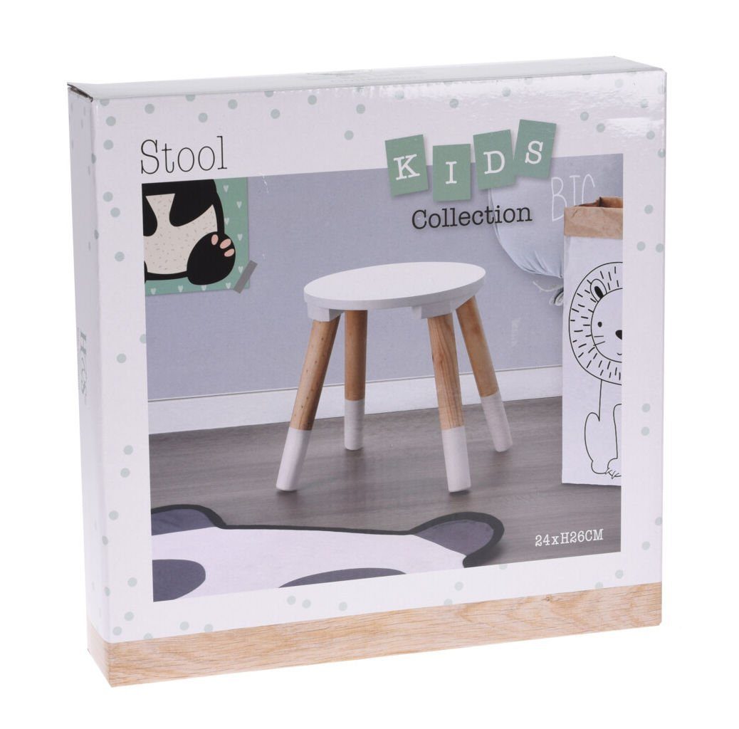 Spetebo Kinderhocker Kinder Hocker weiß / natur - 24 x 26 cm (Stück, 1 St., günstig online kaufen