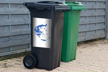 MuchoWow Wandsticker Griechenland - Karte - Flagge (1 St), Mülleimer-aufkleber, Mülltonne, Sticker, Container, Abfalbehälter