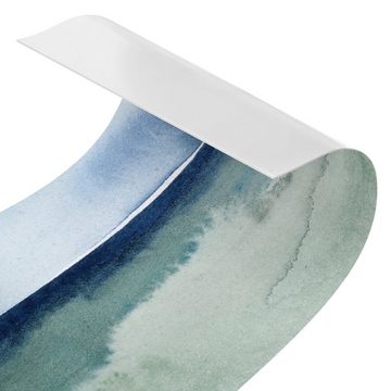 Bilderdepot24 Küchenrückwand blau dekor Abstrakt Aquarell Kunst Strand Meer Meereswogen I, (1-tlg., Nischenrückwand - für Fliesenspiegel ohne Bohren - matt), Spritzschutz Rückwand Küche Herd - Folie selbstklebend versch. Größen