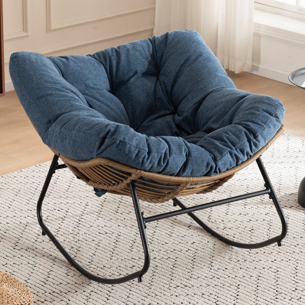 BBWL Schaukelstuhl Chenille Polster Akzentstuhl moderner Schaukelstuhl Metallrahmen, bis 158kg ergonomisch Wohnzimmer Schlafzimmer Kinderzimmer