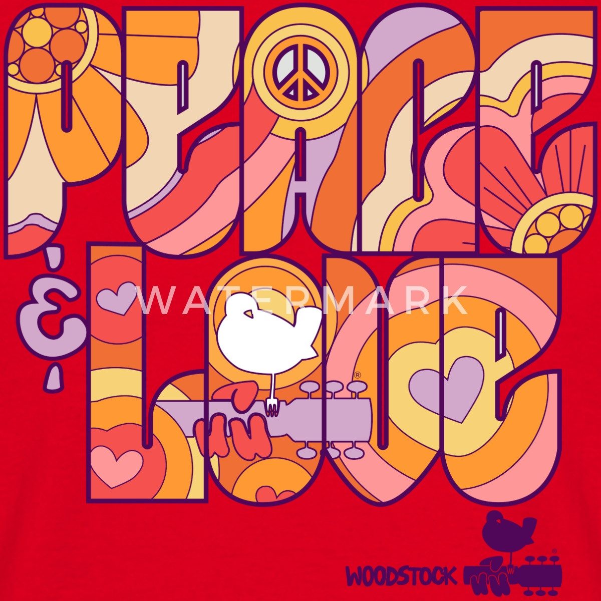 Spreadshirt T-Shirt Woodstock Peace Love Hippie günstig online kaufen