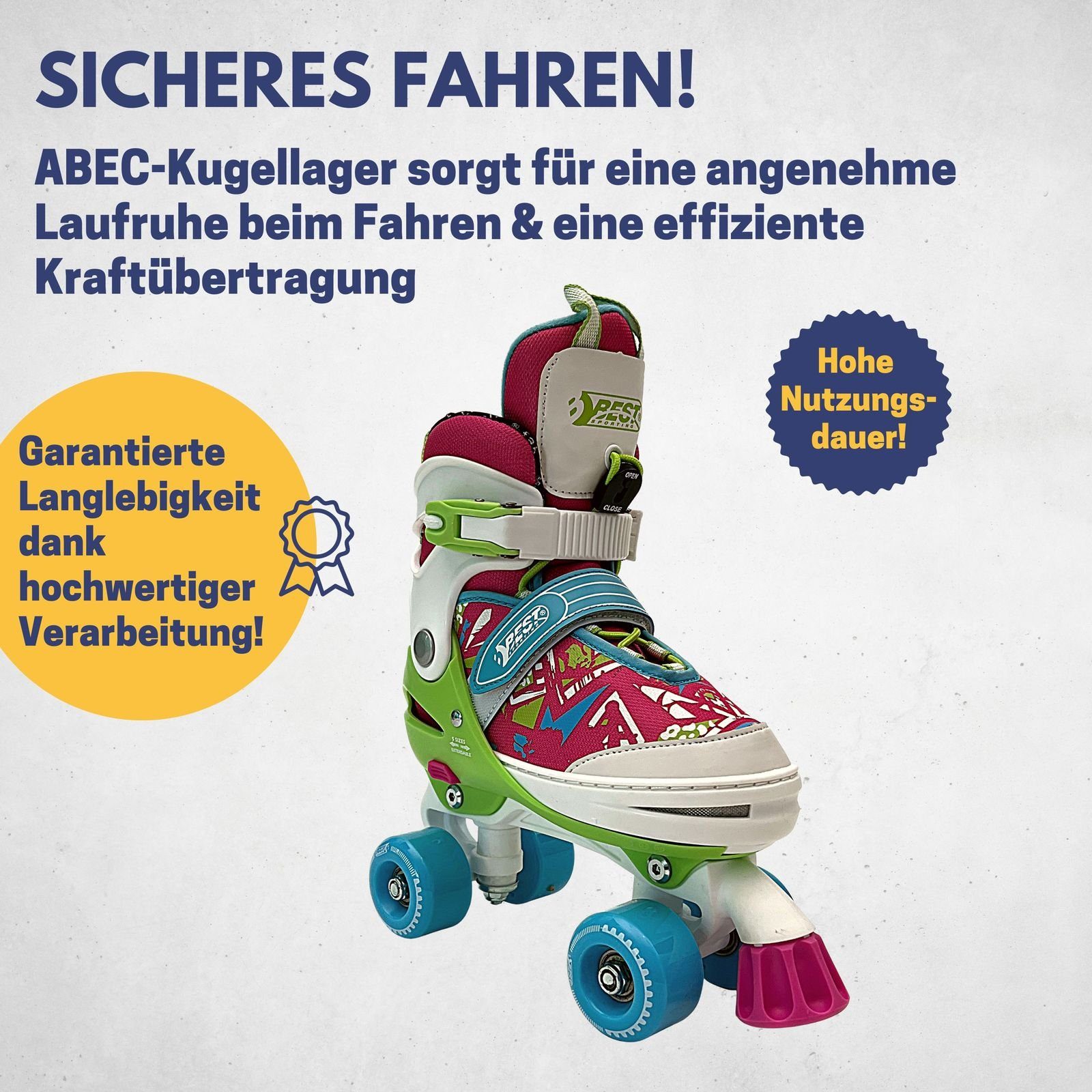 Best Sporting Schlittschuhe Rollschuhe Rollerskates Kinder Kids Abec 7 Größe verstellbar pink, Rollschuhe Rollerskates Kinder Kids Abec 7 Größe verstellbar pink