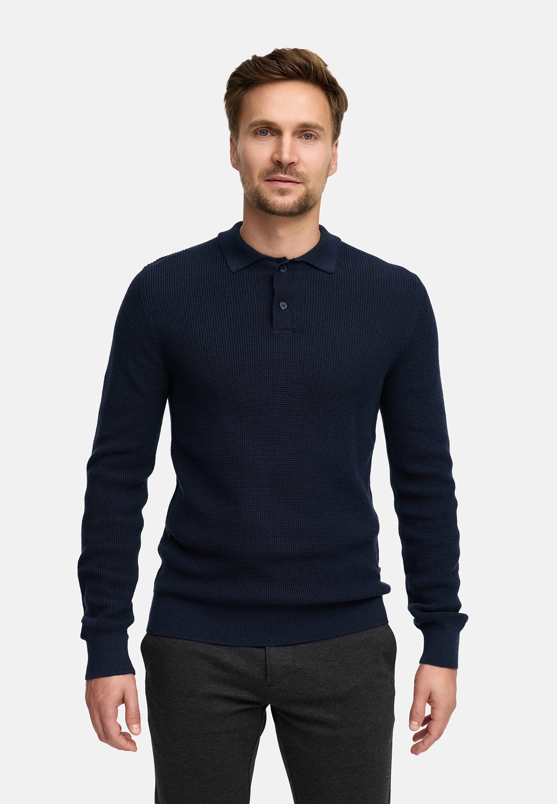 Jeff Strickpullover Herren JFTristan polo Pullover Herrenpullover mit Polokragen und Knopfleiste