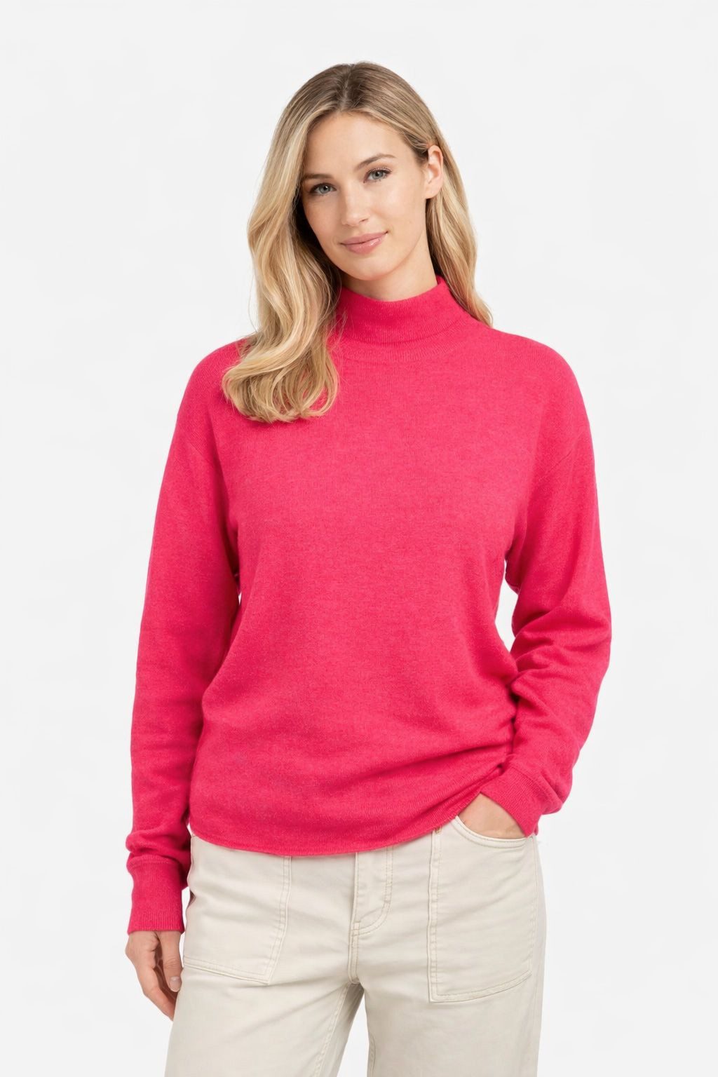 YAYA Rundhalspullover Pullover mit Knöpfen am Rücken