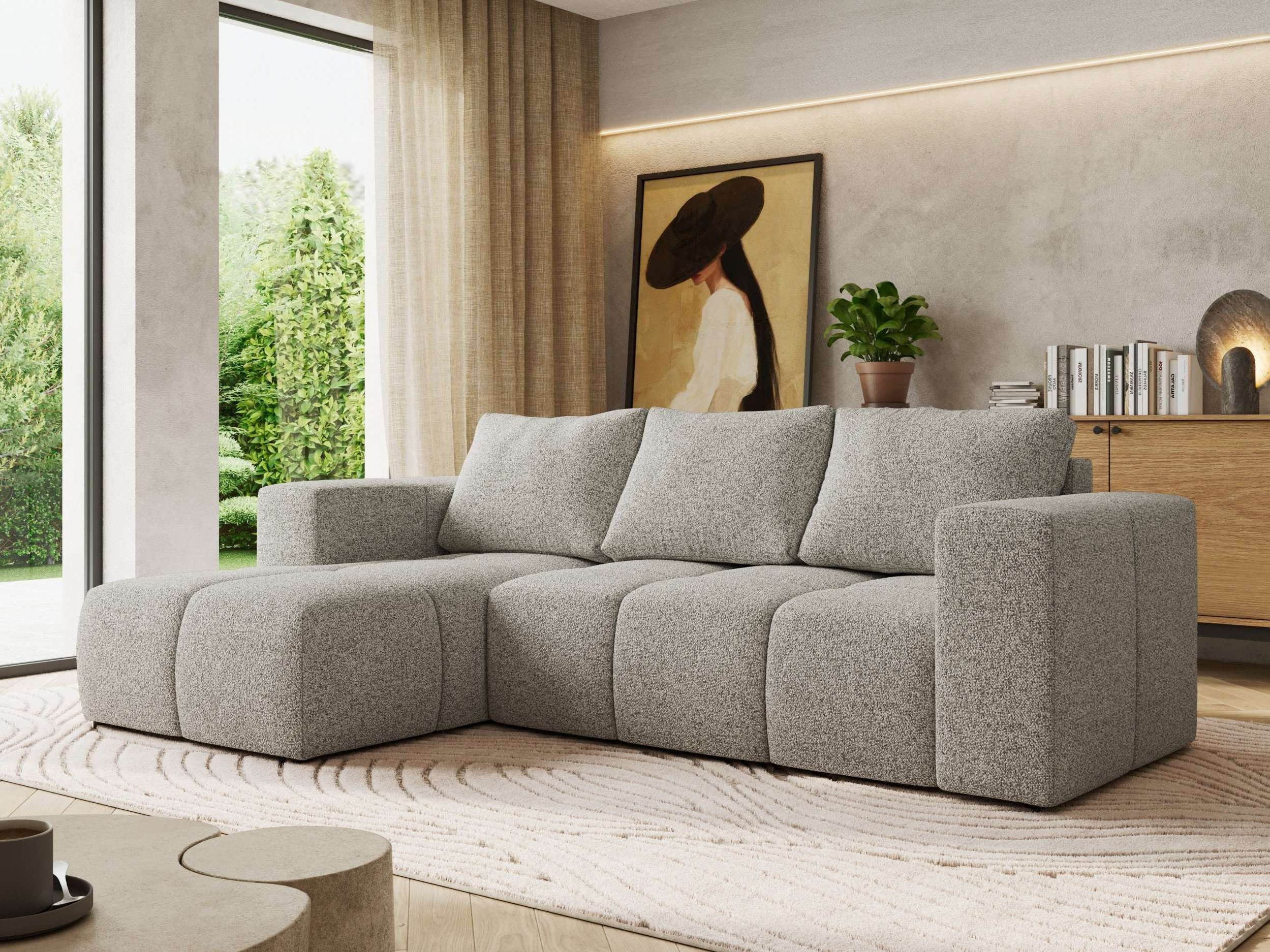 MKS MÖBEL Ecksofa MONIVA, Set, Gepolsterte Eckcouch, Wellenfedern, HR35-Schaum, L-form, Schlaffunktion, Bettkasten