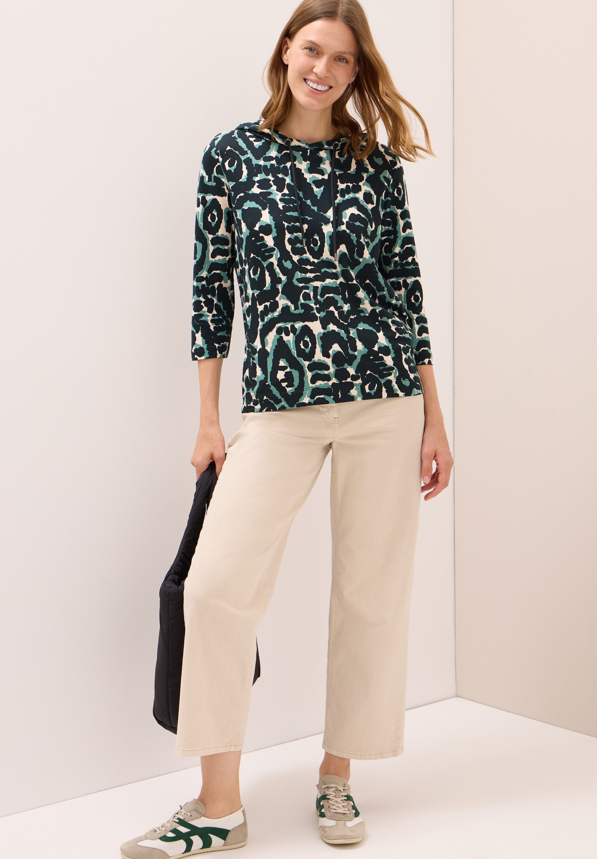 CECIL Kapuzensweatshirt mit 3/4 Arm, gemustert