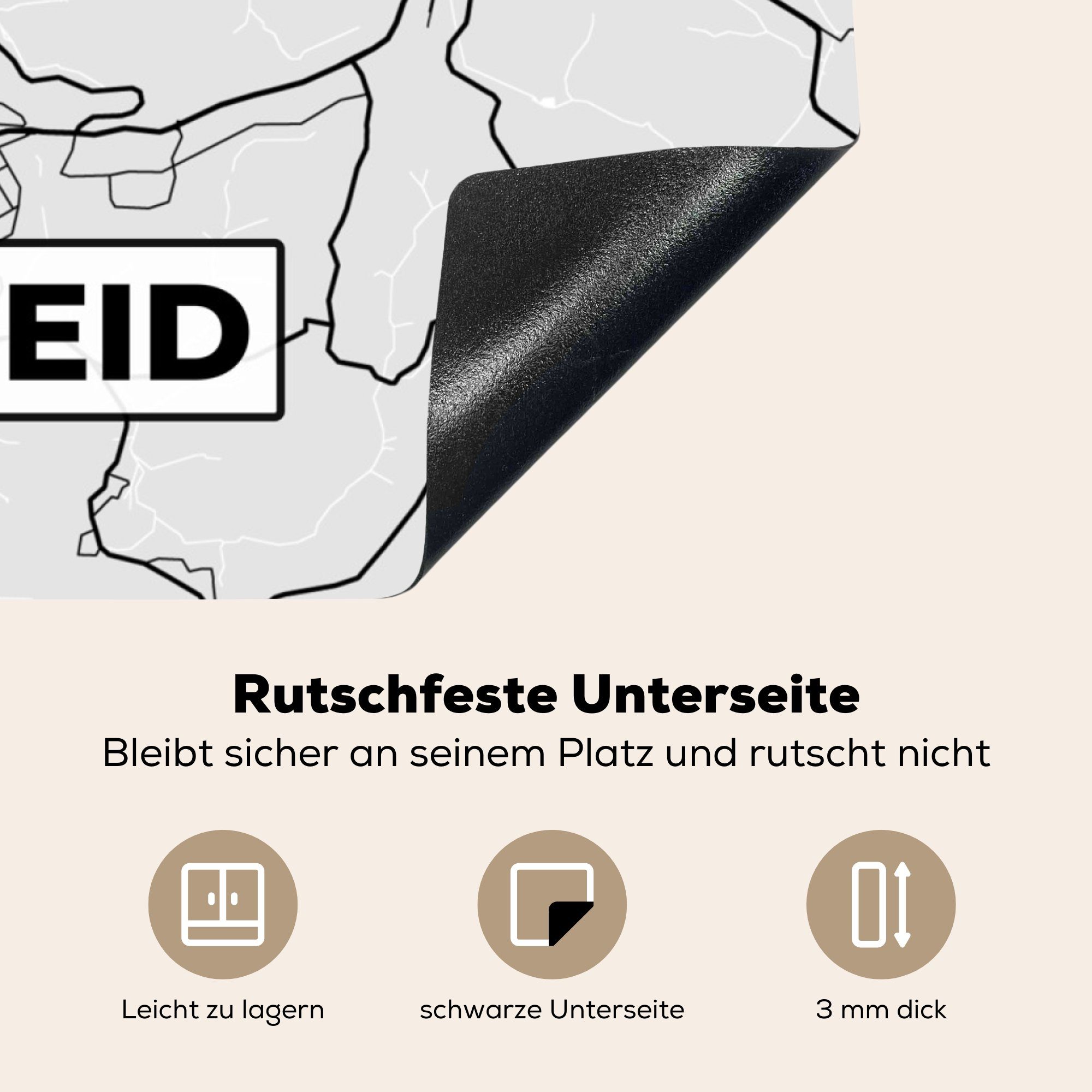 MuchoWow Herdblende-/Abdeckplatte Remscheid 78x78 Ceranfeldabdeckung, Deutschland, Vinyl, Karte Karte Arbeitsplatte - - (1 küche - für tlg), cm