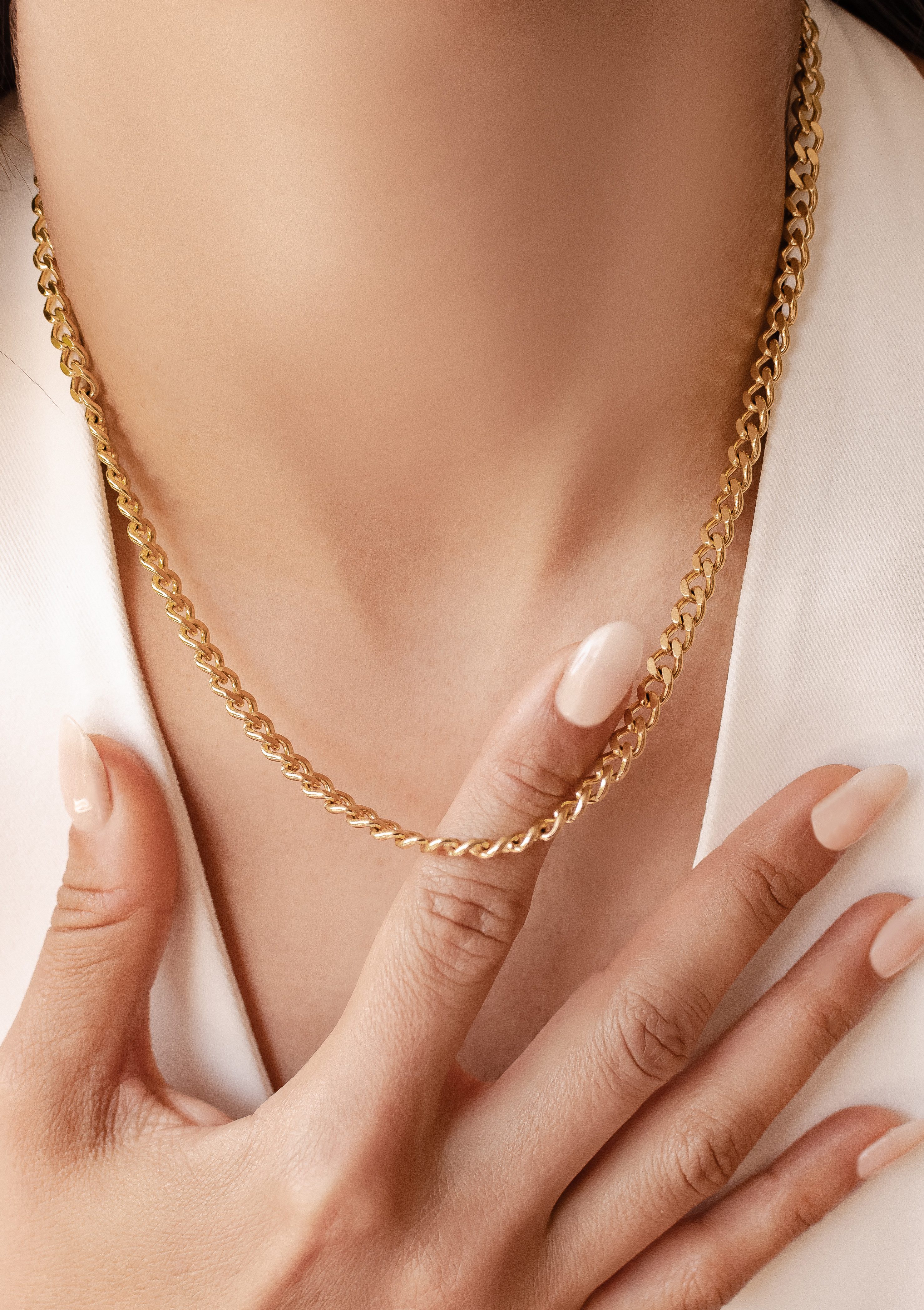 Hey Happiness Edelstahlkette Panzerkette großgliedrig 18K Roségold vergoldet, Damen Basic Gliederkette, Halskette zum Kombinieren, wasserfest – Bild 3 von 5