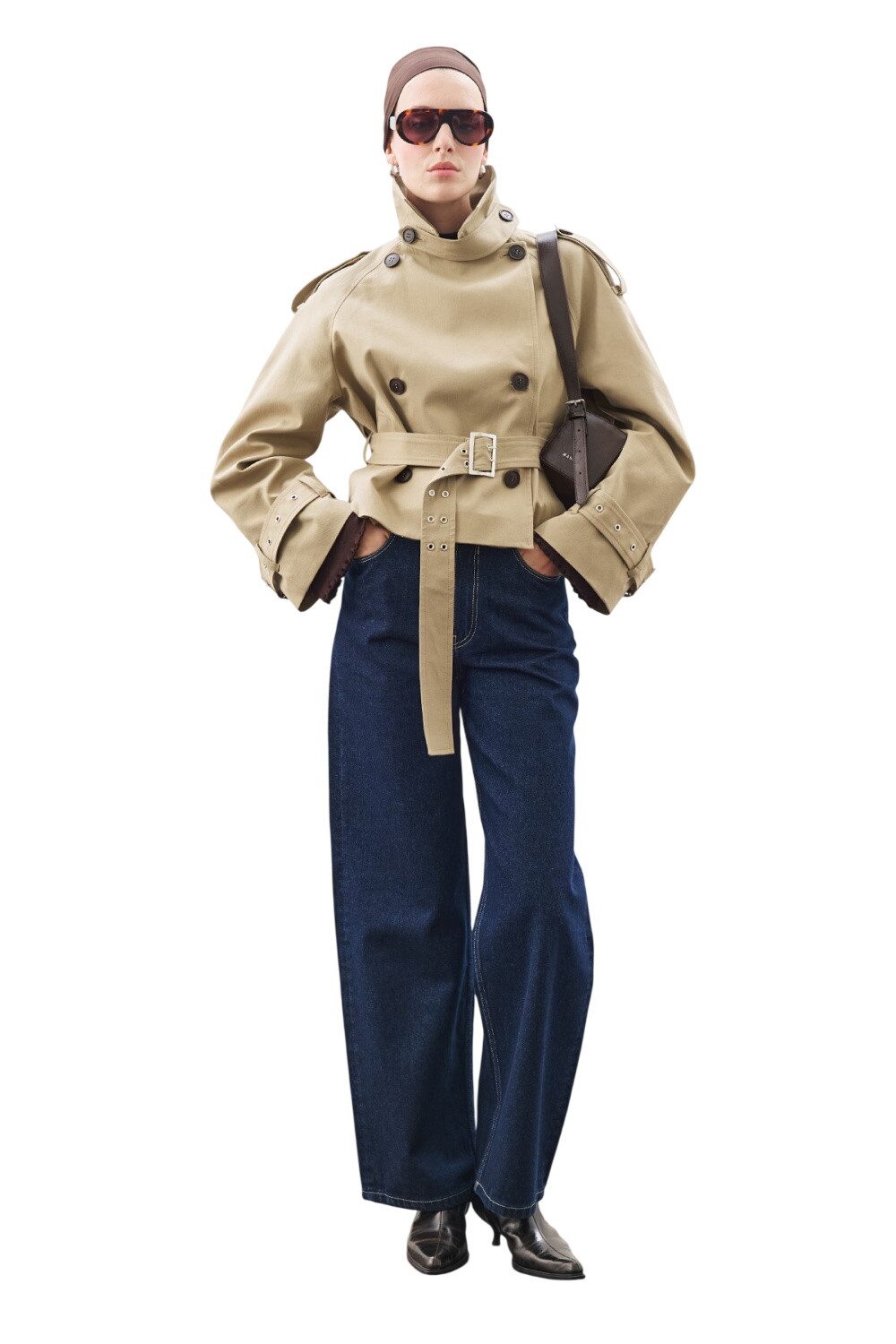 MANUKA Trenchcoat Kurzer Trenchcoat mit Gürtel