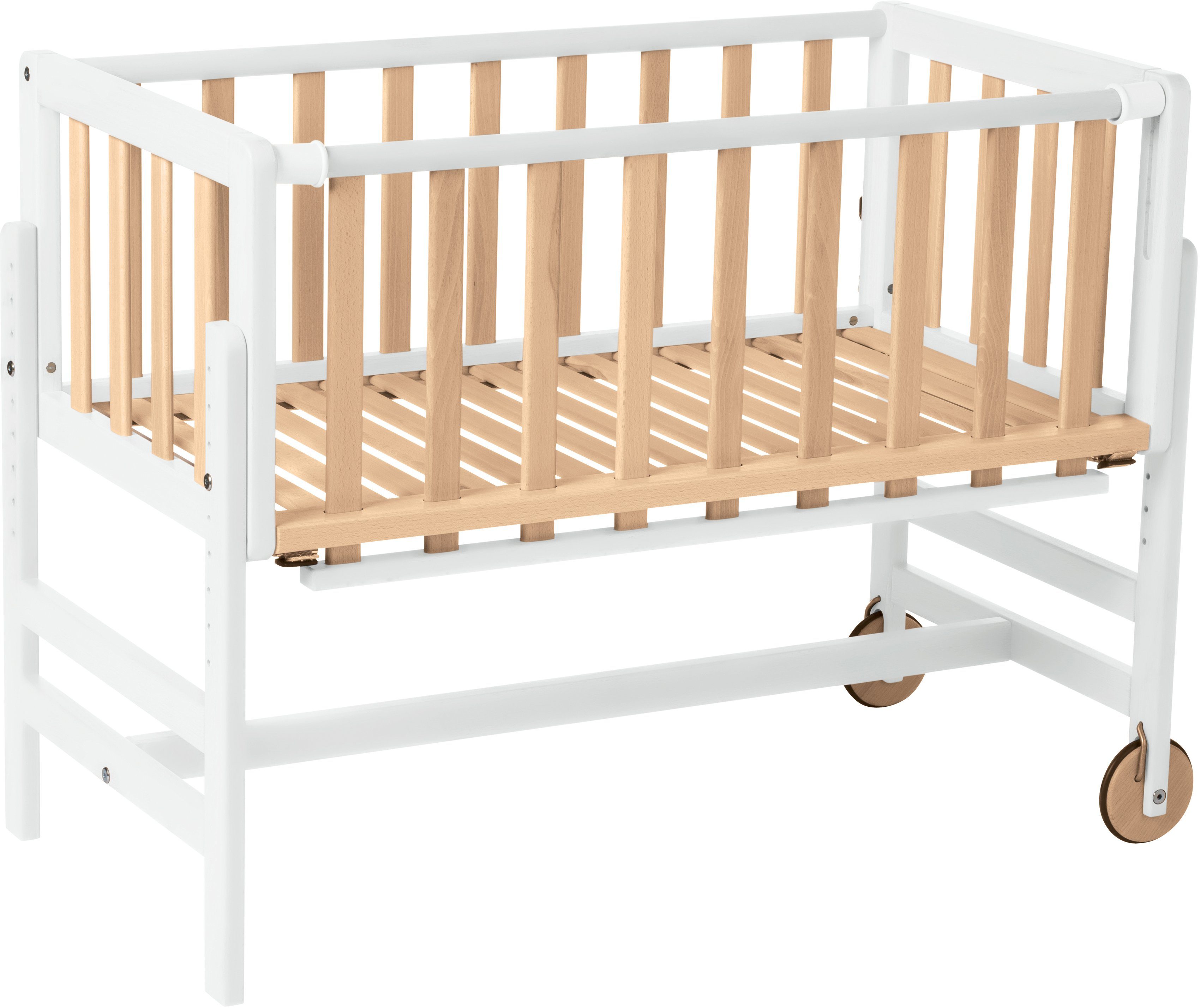 Geuther 4-in-1 Beistellbett Baby Hato - Umbaubar Kinderbett Sitzbank Tisch Buchenholz Natur