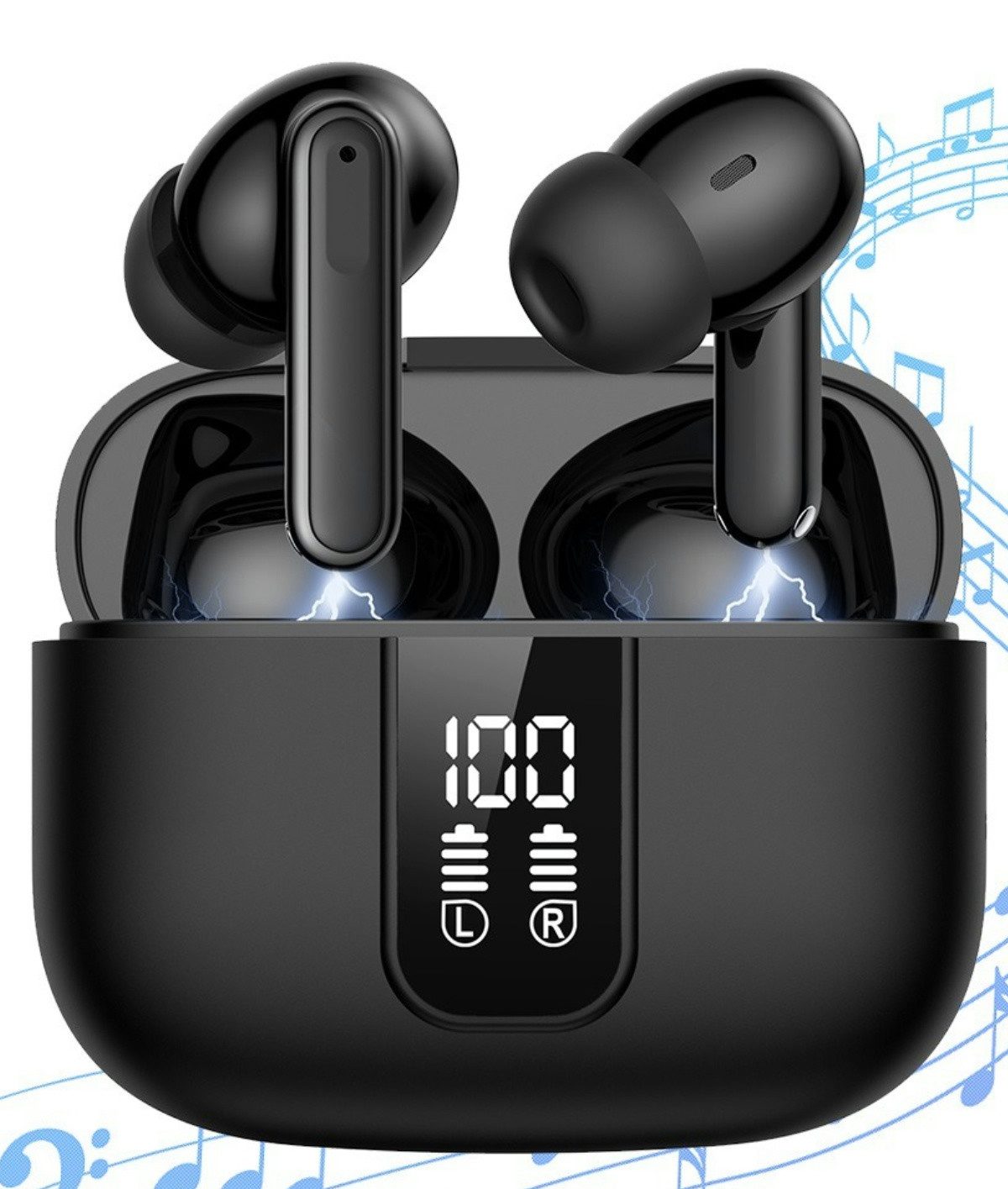 VSIUO In Ear Kopfhörer Bluetooth 5.3 Kabellos, Active Noise Cancelling(ANC) Bluetooth-Kopfhörer (Freisprechfunktion, Transparenzmodus, Siri, Voice Assistant, Rauschunterdrückung, Bluetooth, Rauschunterdrückung)
