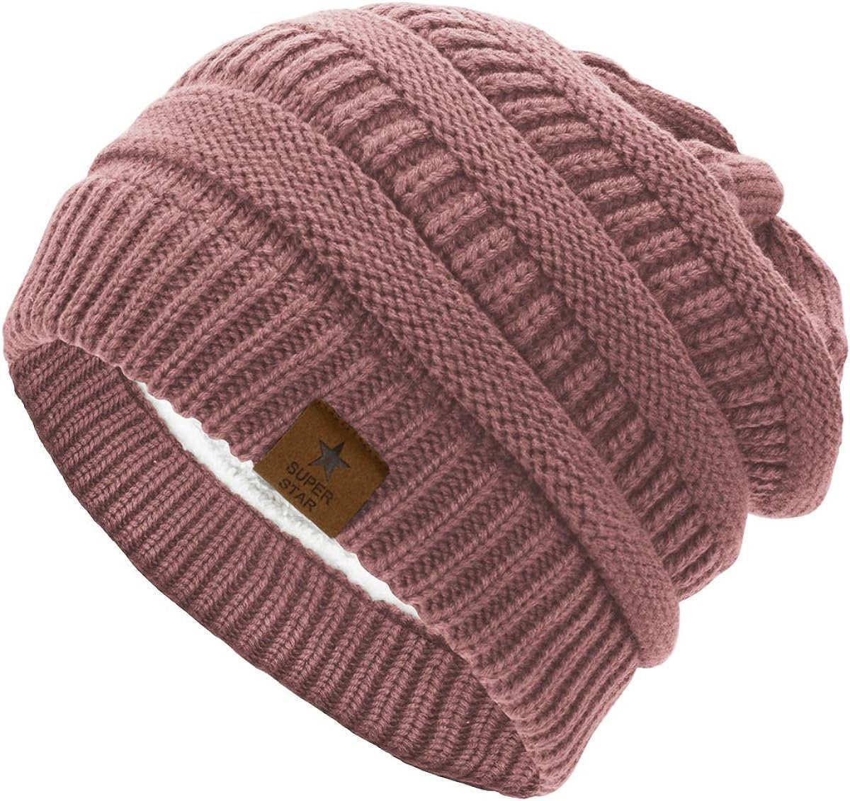 Blusmart Fleecemütze Winterstrickmütze (Grobstrick, gefüttert, Thermomütze) Unisex, ein Must-Have für den Winter