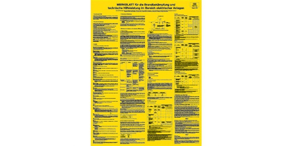 Hinweisschild MERKBLATT für die Brandbekämpfung und..., Kombischild, DIN VDE 0132