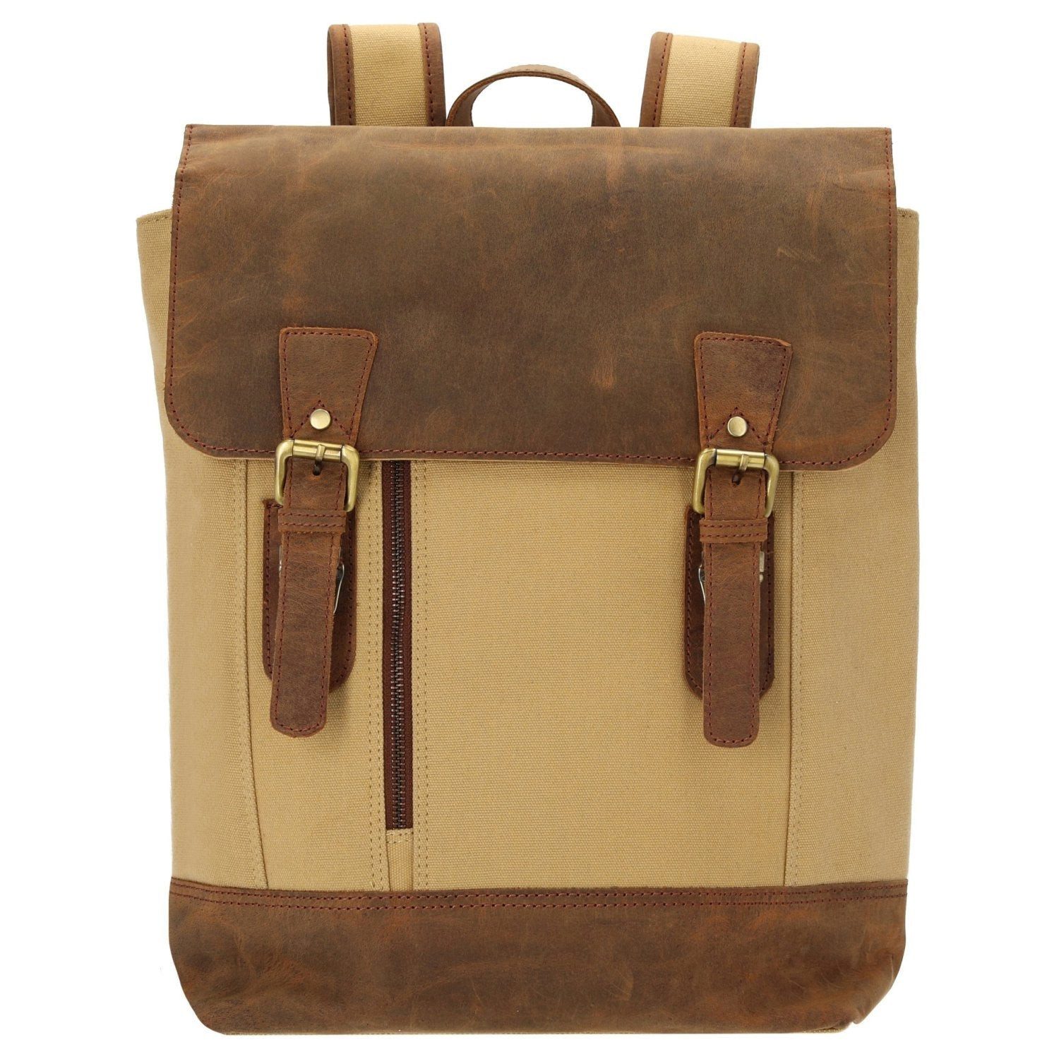 Rucksack - Rucksack Canvas/Leder Kombination 39 cm (brown)