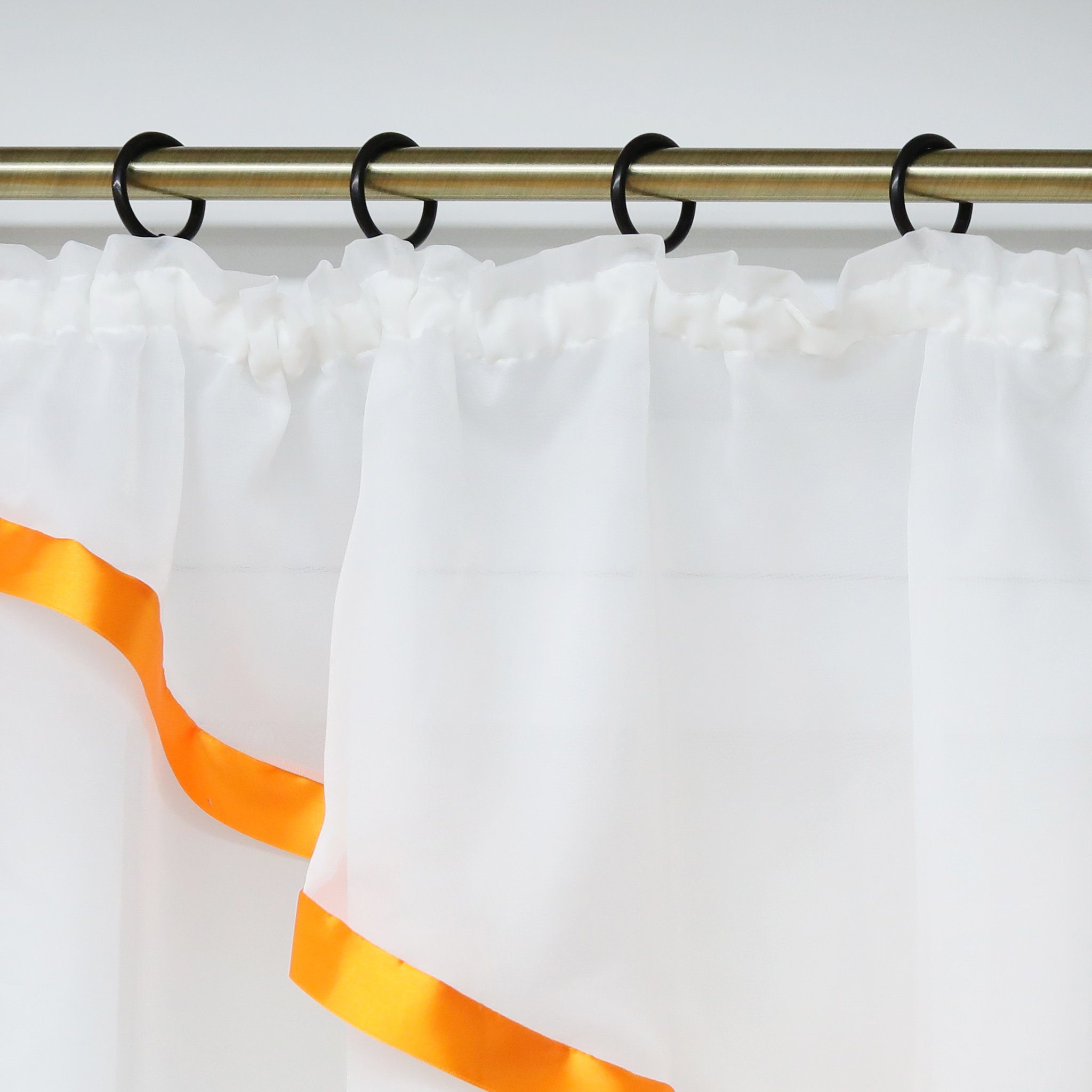 Joyswahl Scheibengardine Claudia Kuvertstore Fenstergardine im klassischen Stil (1 St), Kräuselband, transparent, Voile, Dreieckiger Abschluss mit Satinband, fü – Bild 3 von 5