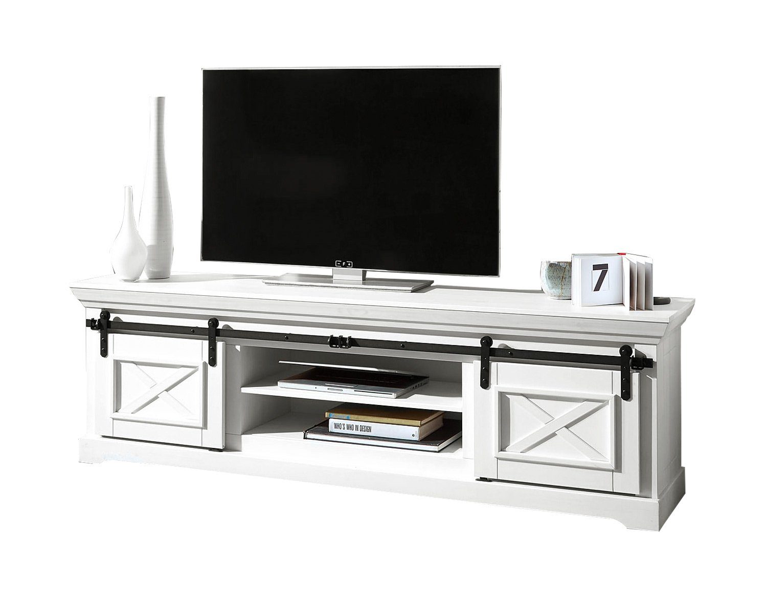 G+K Мебліvertriebs GmbH Lowboard ASPEN, Kiefernholz massiv gewachst, B 189 cm x H 57 cm, 2 Rolltüren