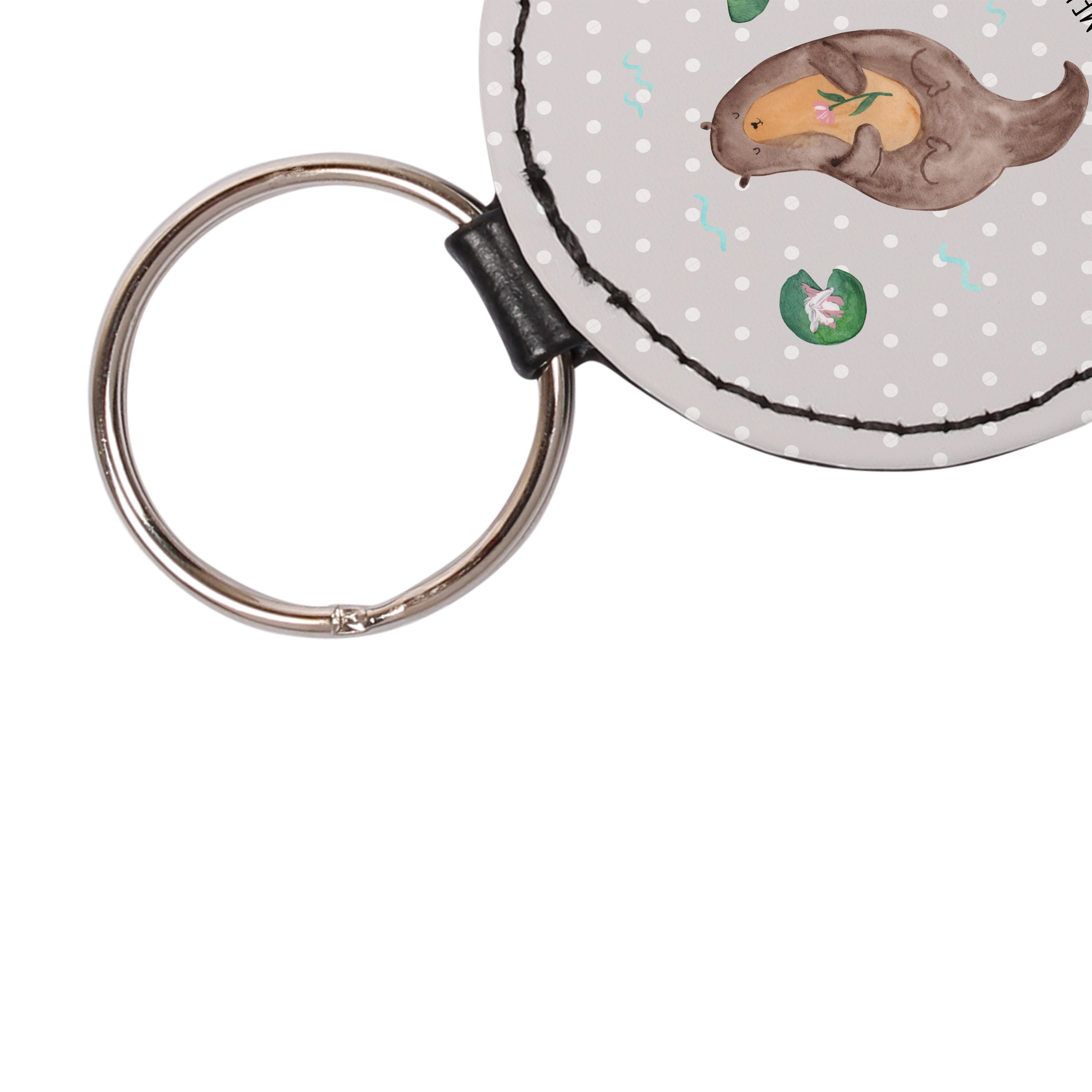 (1-tlg) Schlüsselanhänger - mit Otter Fischotter, Panda Mrs. & Glücksbringe Geschenk, - Mr. Pastell Grau Seerose