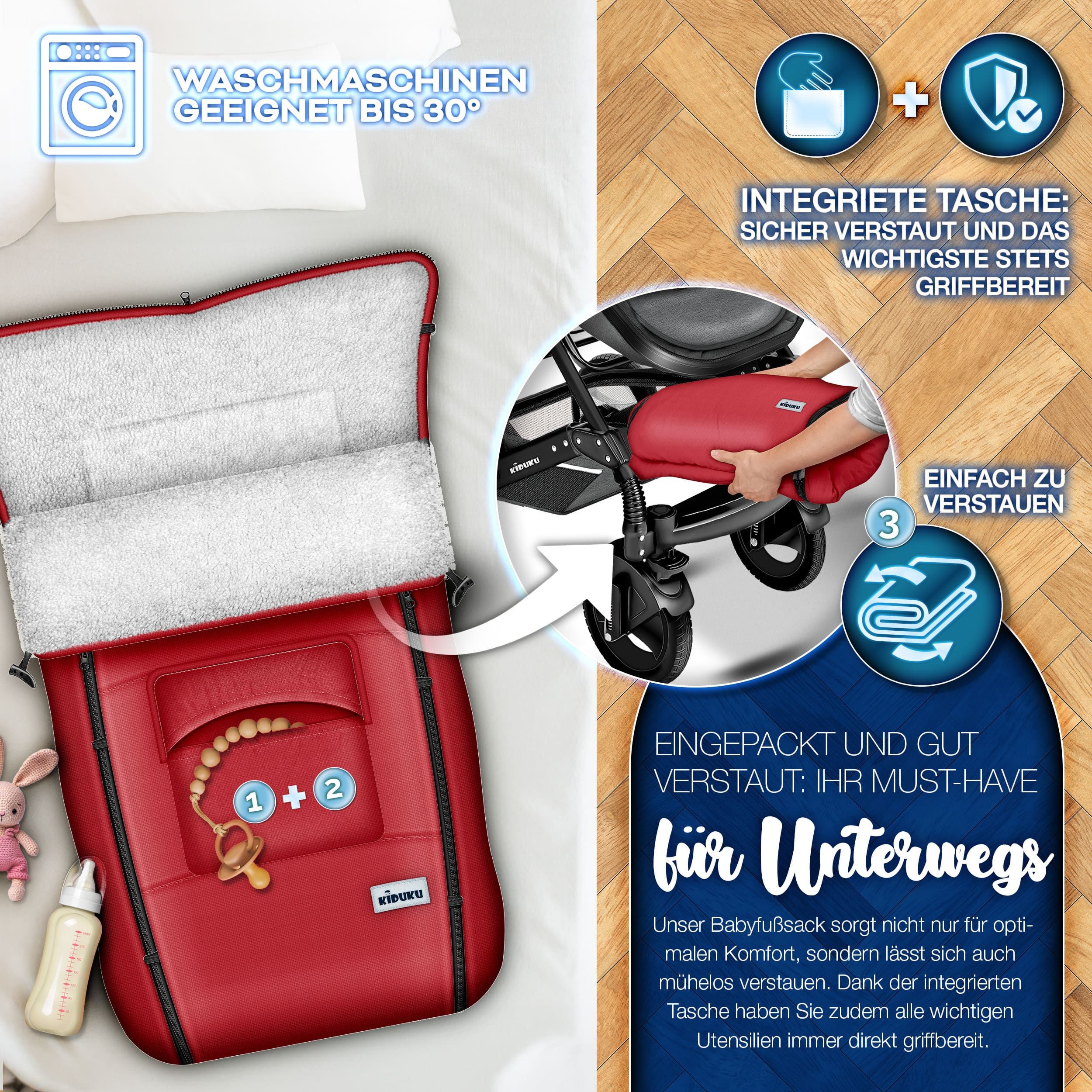 KIDUKU Fußsack KIDUKU® Babyfußsack Baby Winterfußsack Kinderfußsack Fußsack Winter, Tasche – Bild 4 von 5