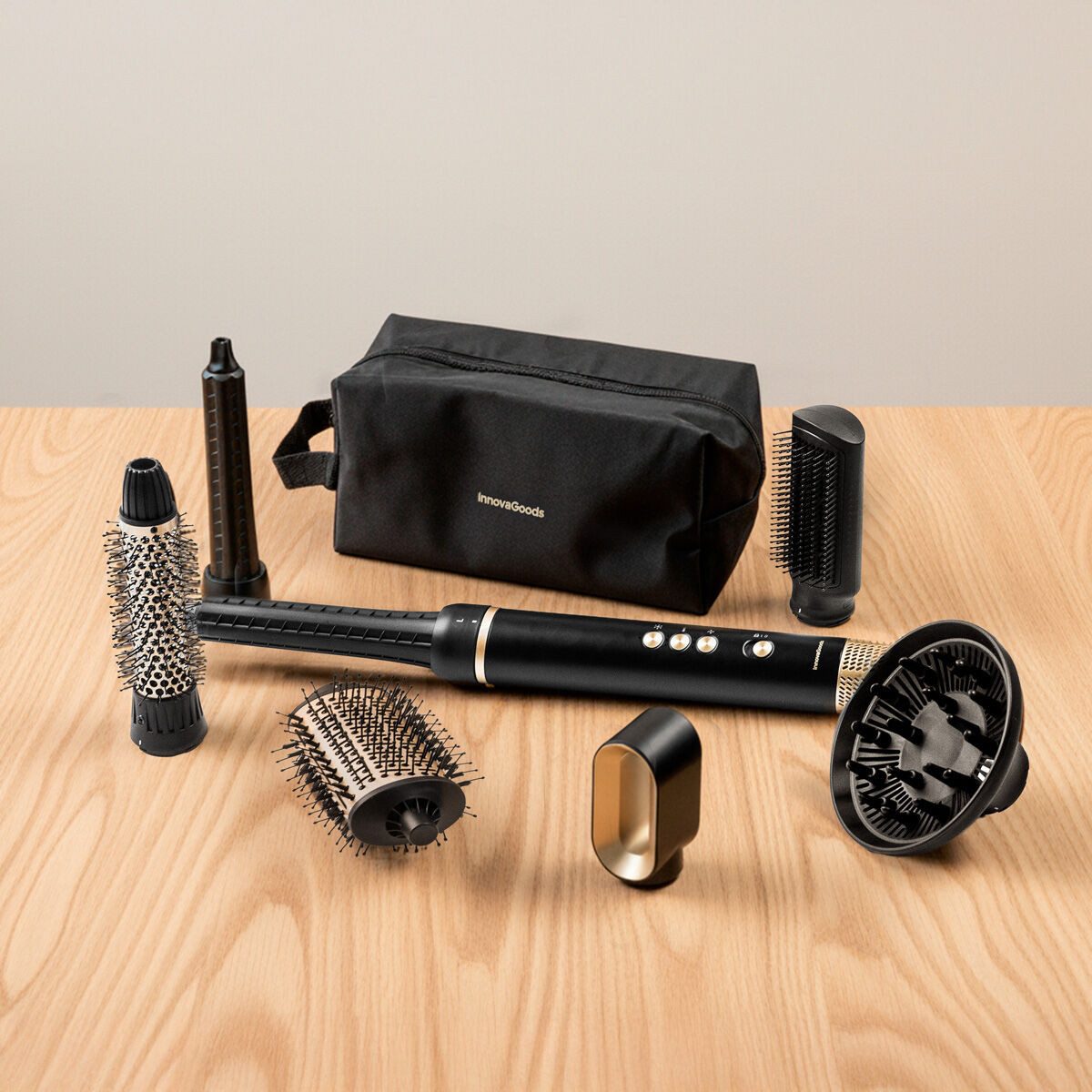 InnovaGoods Lockenstab Ionen Multifunktionaler Lufttrockner und Stylerbürste mit Coanda-Techn