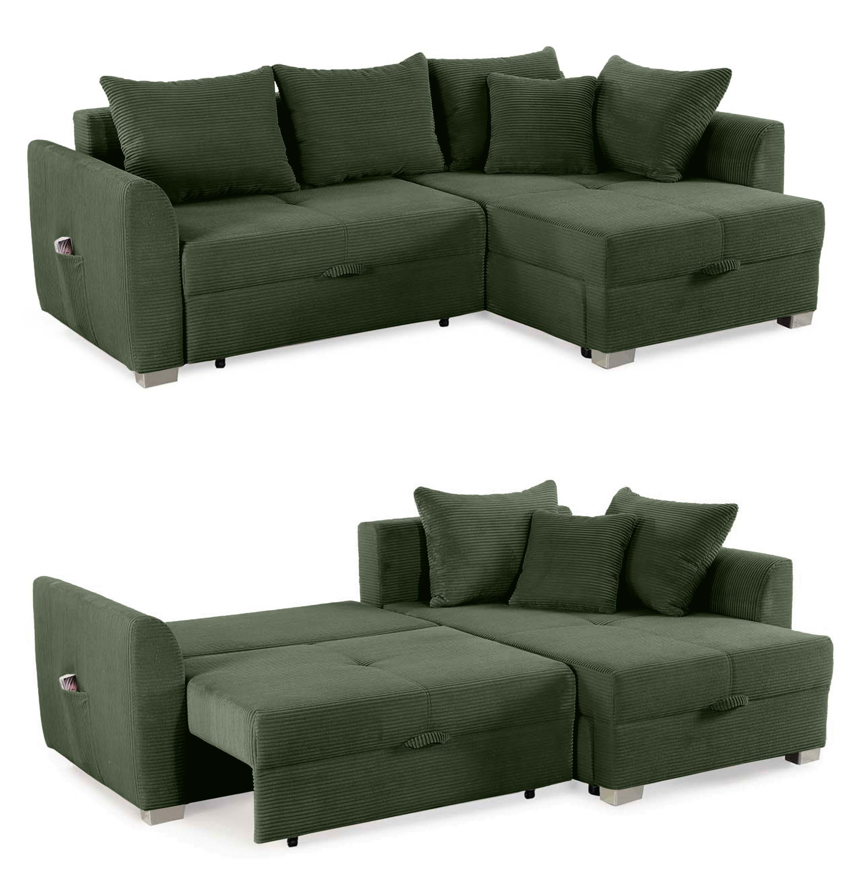 lumahome Ecksofa 15207, mit Bettkasten 236x160 cm, Bettfunktion