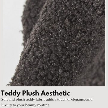 Silberstern Kosmetiktasche Aufbewahrungstasche für Hautpflegeprodukte aus Teddy-Samt, Reise tragbare Plüschtasche einfache Kosmetiktasche (grau)