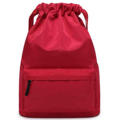 TAN.TOMI Sporttasche »Turnbeutel mit Kordelzug Sportbeutel mit Reißverschlusstaschen Innen Sportrucksack mit Reißverschluss-Vordertasche«
