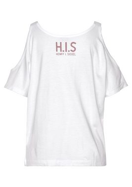 H.I.S Kurzarmshirt mit Logoprint hinten und Cut-Outs an den Schultern, Baumwoll-Mix