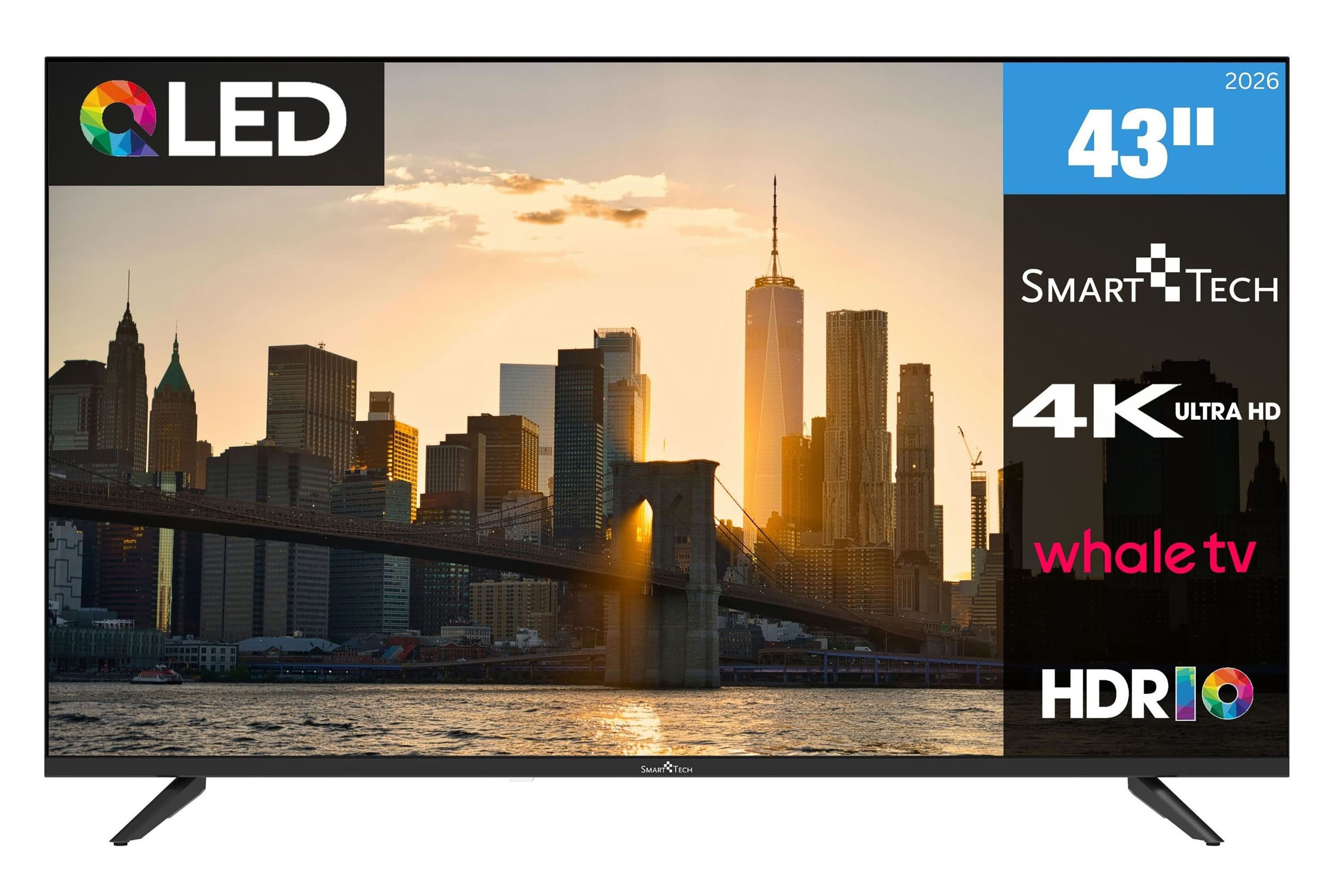 Smart Tech 43QH02V QLED-Fernseher (108 cm/43 Zoll, 4K Ultra HD, Whale TV, Whale Smart TV, HDR, Bluetooth, Triple-Tuner)
