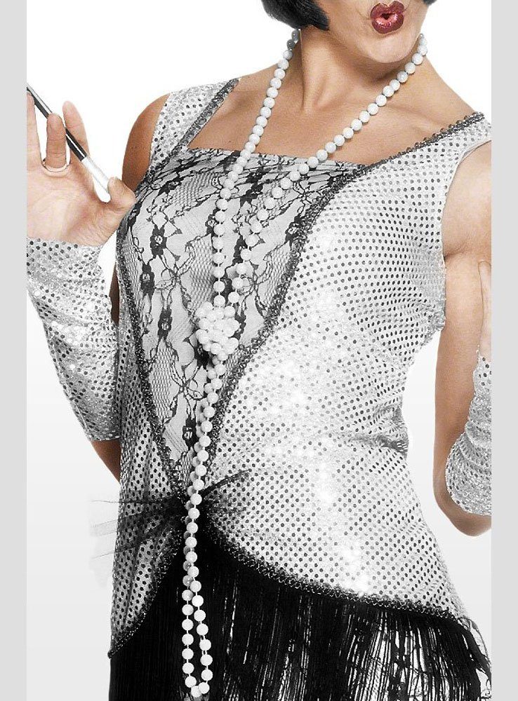 Smiffys Kostüm Lange Perlenkette 20er Jahre, Edles Accessoire für mondänen günstig online kaufen