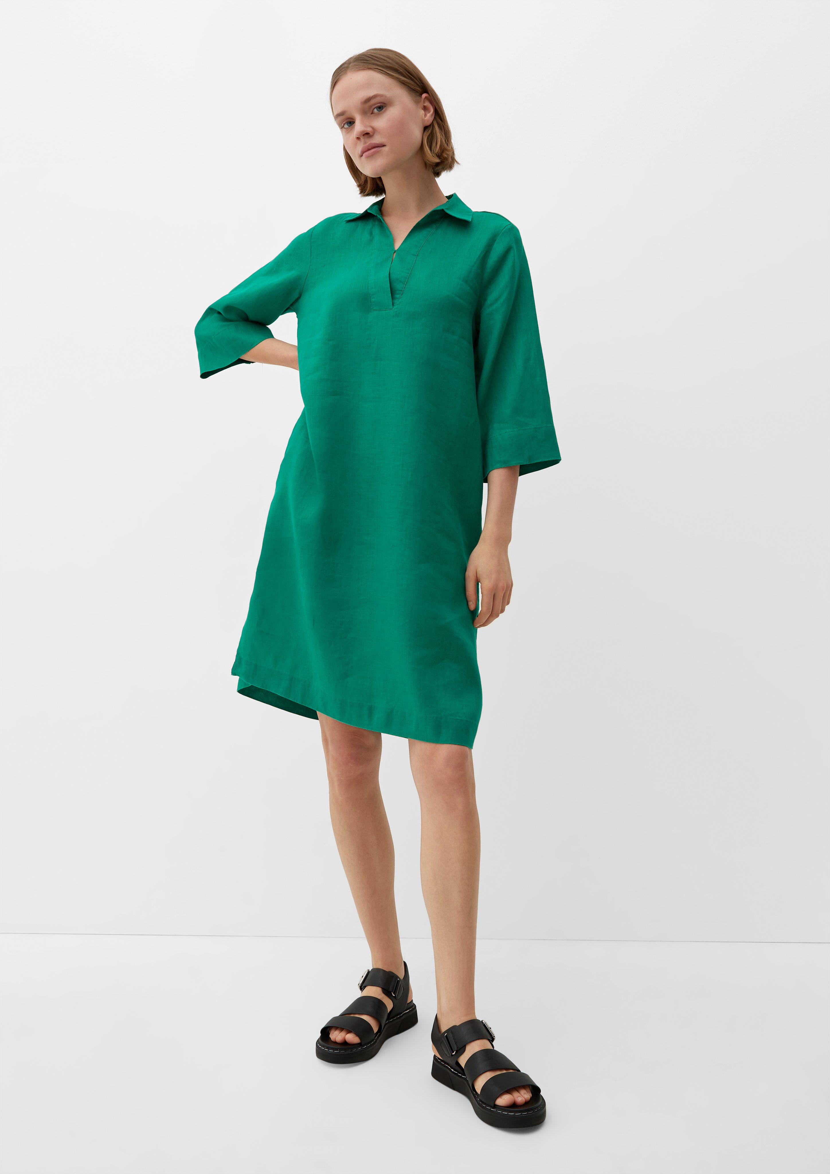 Maxikleid Blusenkleid aus Leinen smaragd s.Oliver