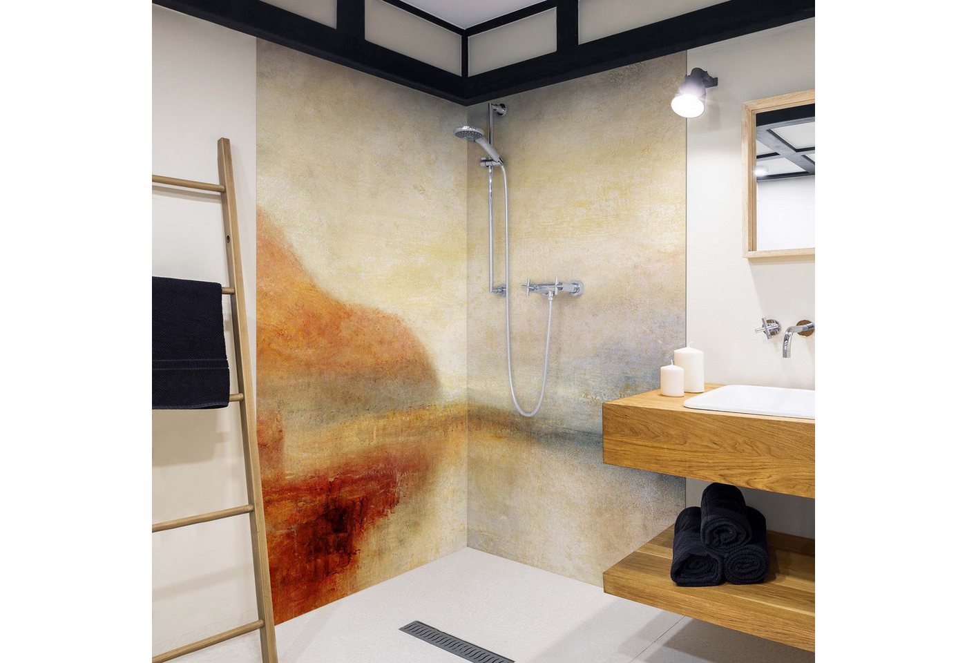 Thumbnail - Bilderdepot24 Duschrückwand Natur pastell Duschrückwand ohne Bohren Dusche Landschaft, (2-tlg., 0,61 mm starke Folie sel...