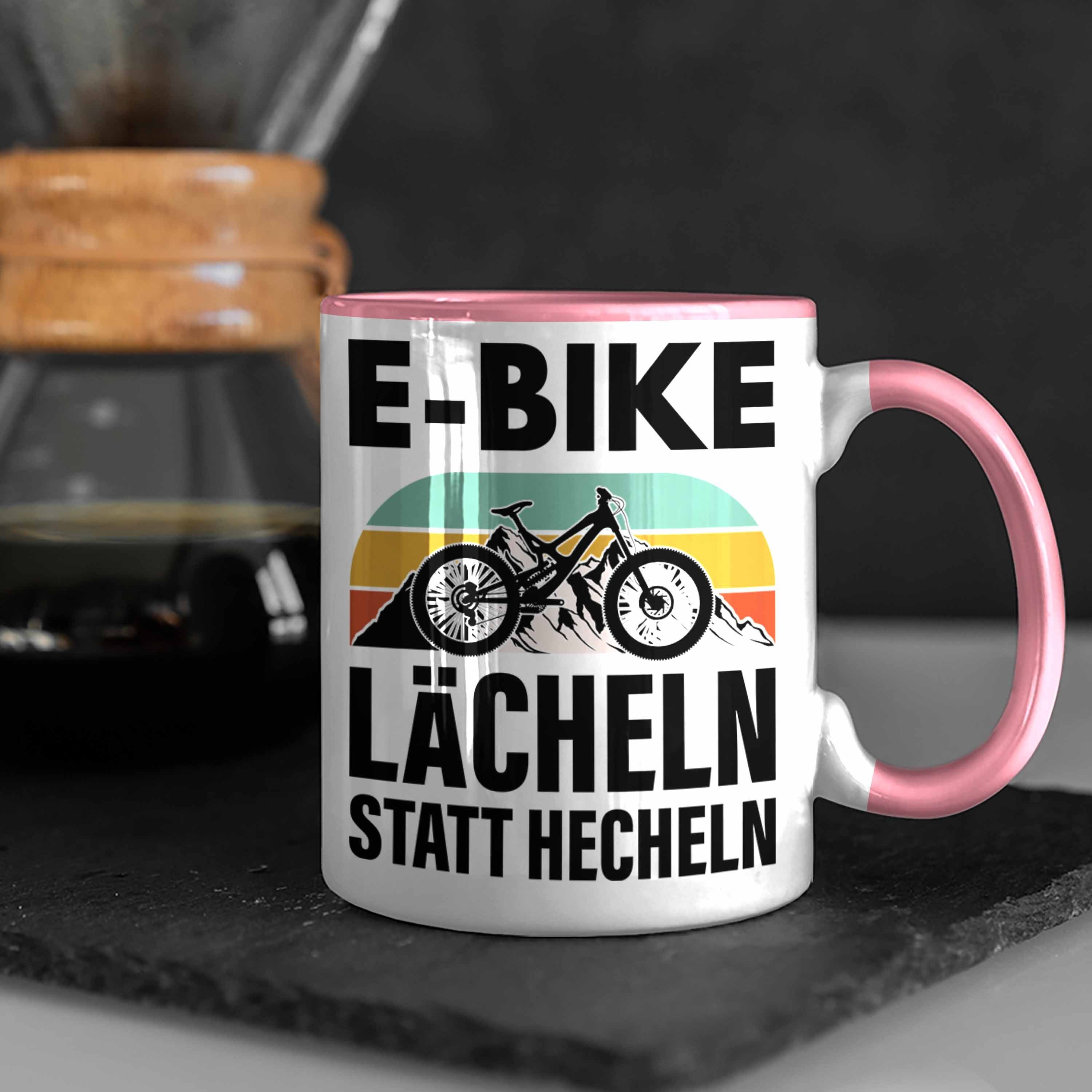 Elektrofahrrad Tasse Rosa E-Bike Tasse Geschenk Ebike Rentner Trendation - Kaffeetasse mit Spruch Trendation Lustige Geschenke