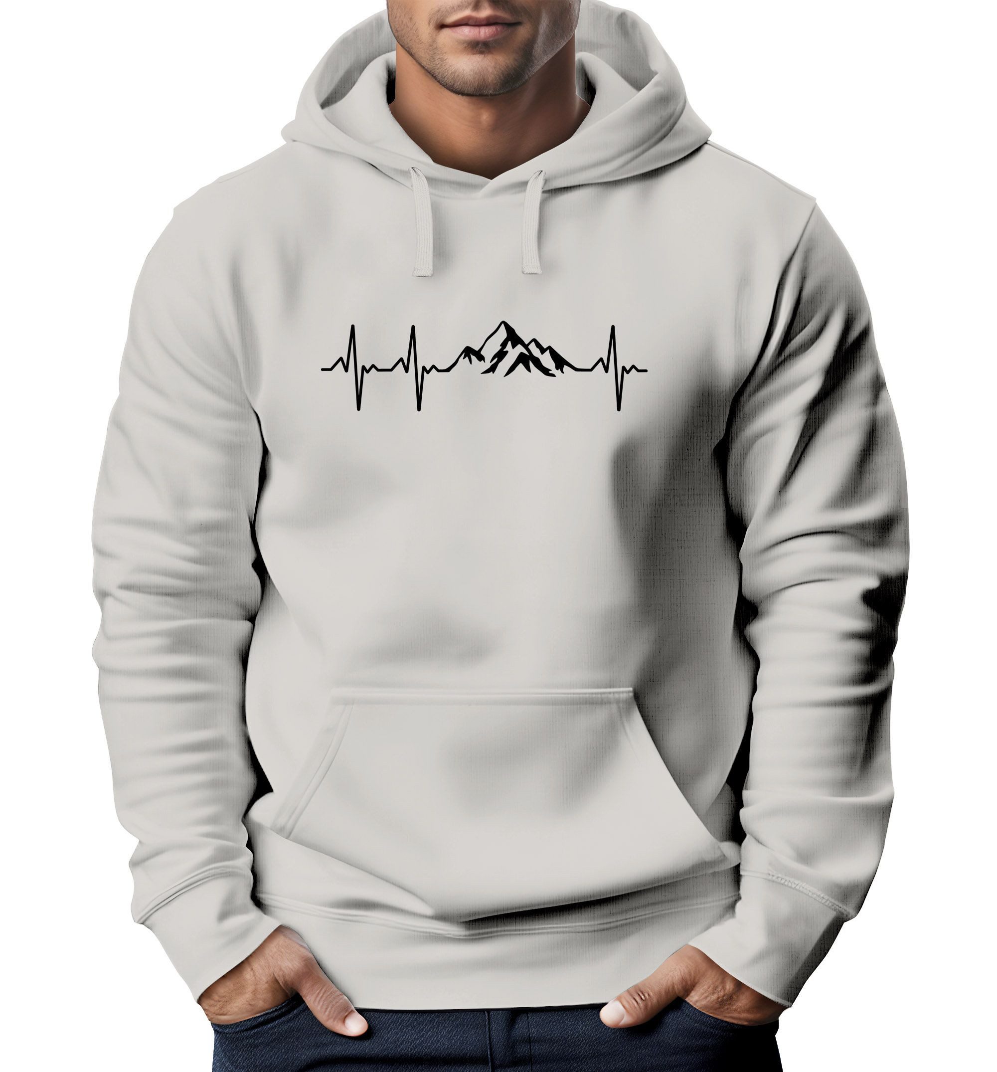 Neverless Hoodie Hoodie Herren Print Wandern Berge Herzschlag Outdoor Aufdr günstig online kaufen
