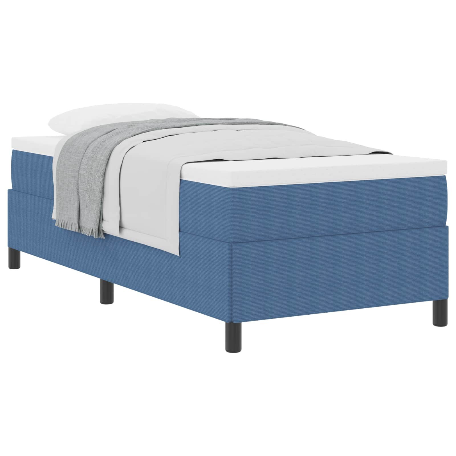 vidaXL Bett Boxspringbett Blau 90 x 200 cm Cordstoff (1-tlg) günstig online kaufen