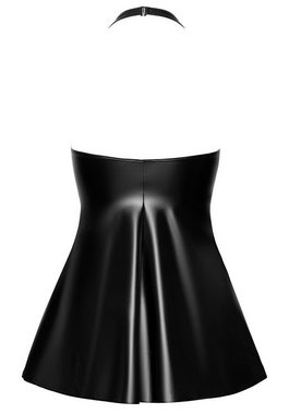 Noir Handmade Minikleid Wetlook Kleid mit Reißverschluss - schwarz