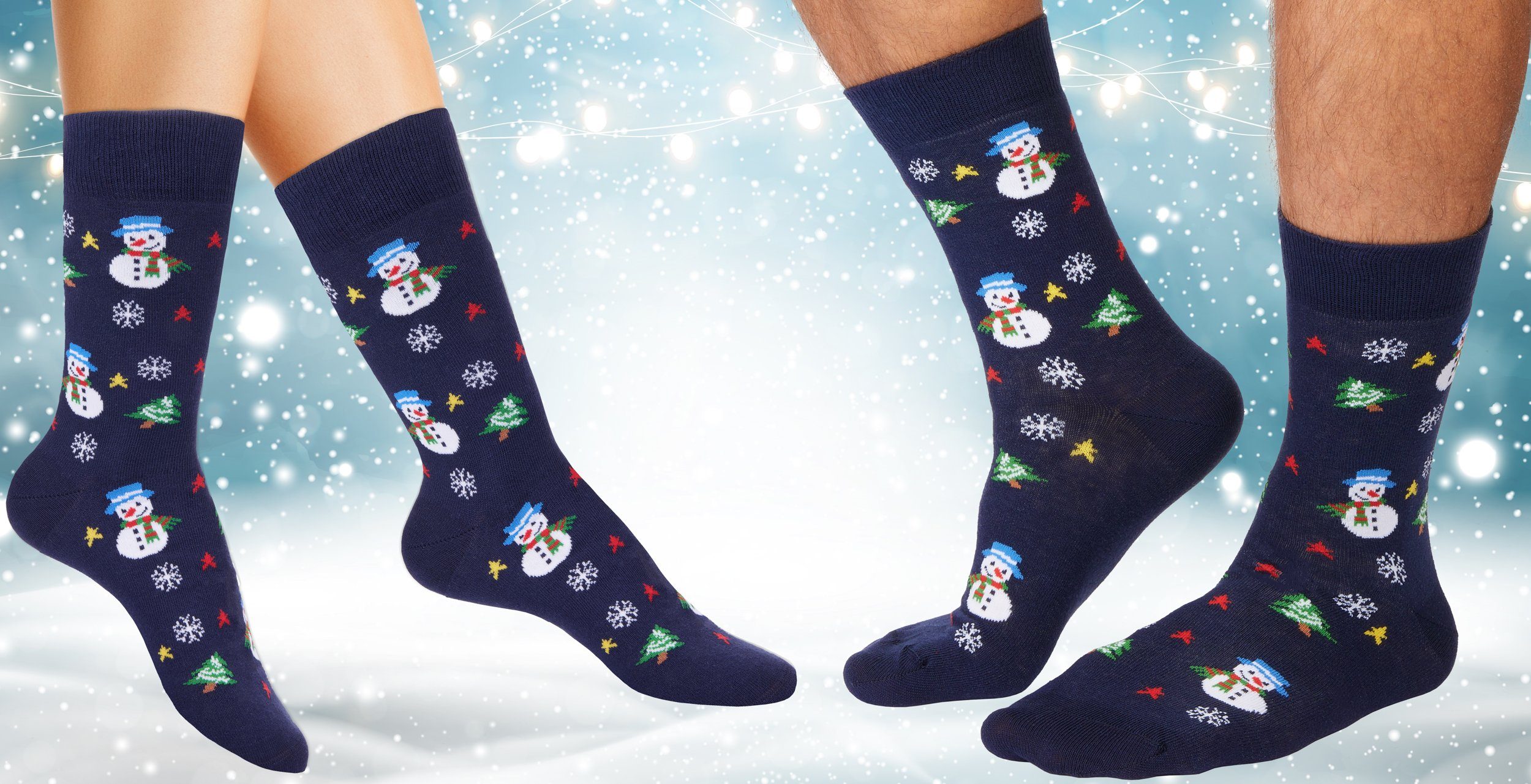 (1-Paar, Festliche BRUBAKER Wintersocken) Weihnachtsmotive - und Baumwolle Herren Weihnachtssocken Socken Weihnachten - für Damen Unisex Socken