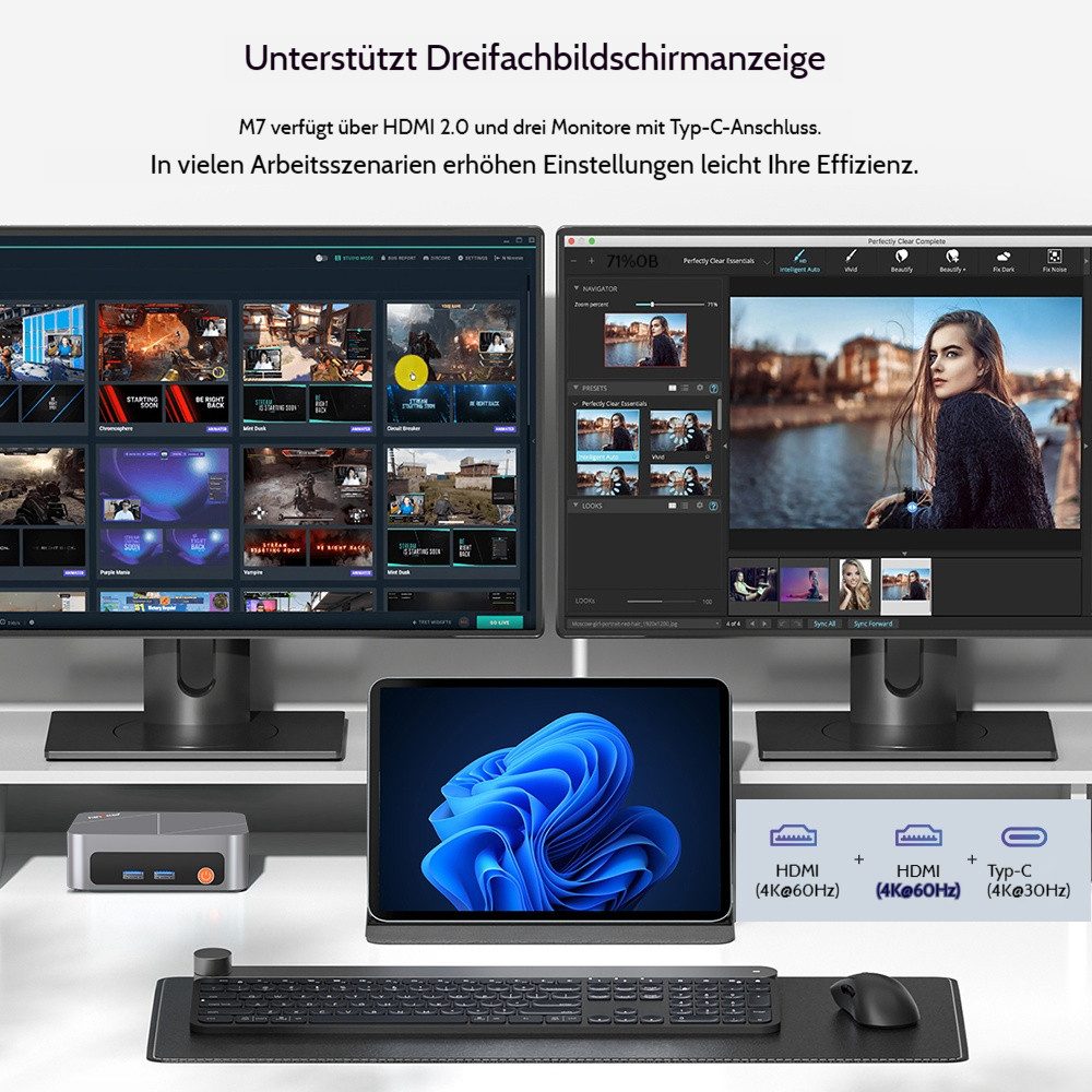 Ninkear Mini-PC Intel Core i7-1185G7 (bis 4,8GHz),Mini Computer Büro & Home Mini-PC (Intel Intel Core i7-1185G7, Intel Iris Xe Grafikkarte(96 EU), 16 GB RAM, 512 GB SSD)