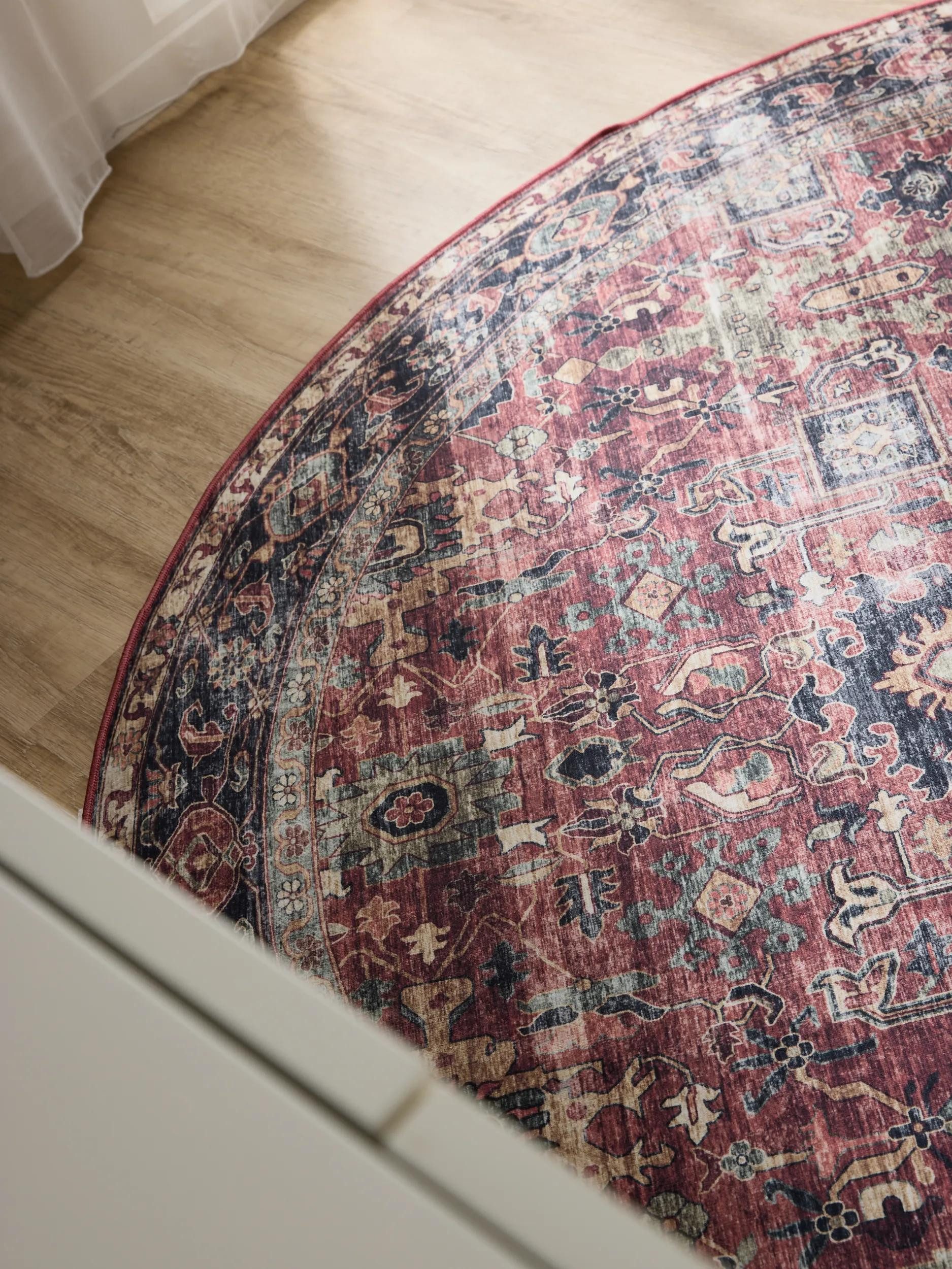 benuta Teppich George, rund, Höhe: 5 mm, Vintage-Look, Kurzflor, Teppich Wohnzimmer, Schlafzimmer, Waschbar