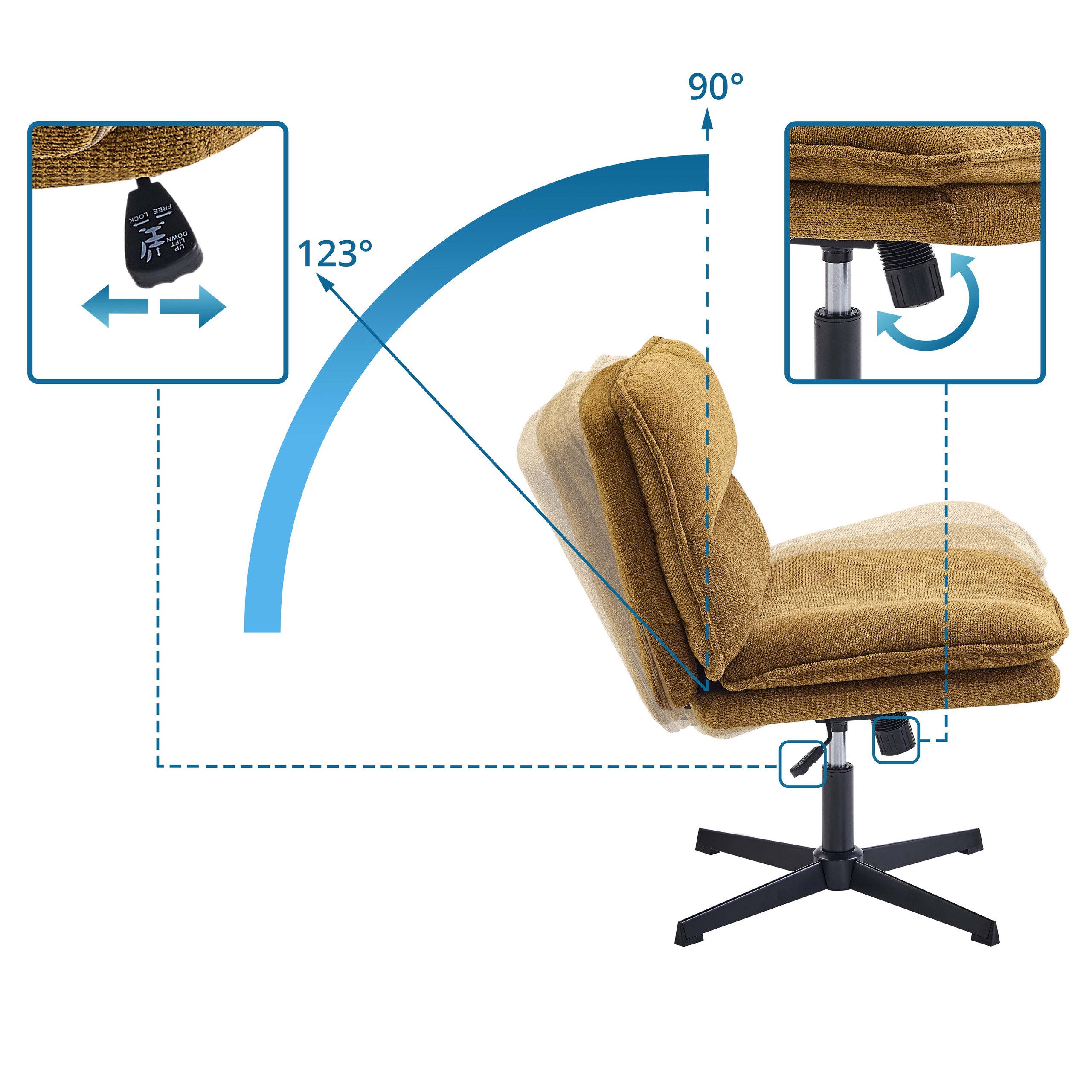 hjh LIVING Loungesessel Loungesessel Criss-Cross 20 Stoff ohne Armlehnen, Bürostuhl, Schneidersitz Stuhl drehbar für Wohnzimmer Home-Office