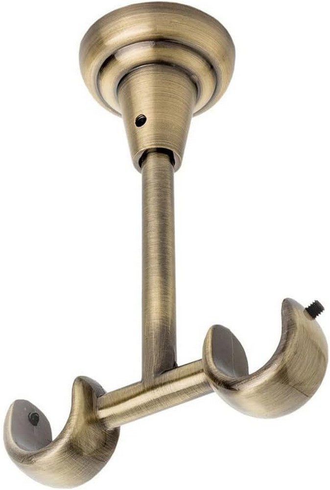 MDEKOR Gardinenstangenhalter für Gardinenstange 19 mm, Decketräger 2-läufig Antik Gold R Deckenhalter