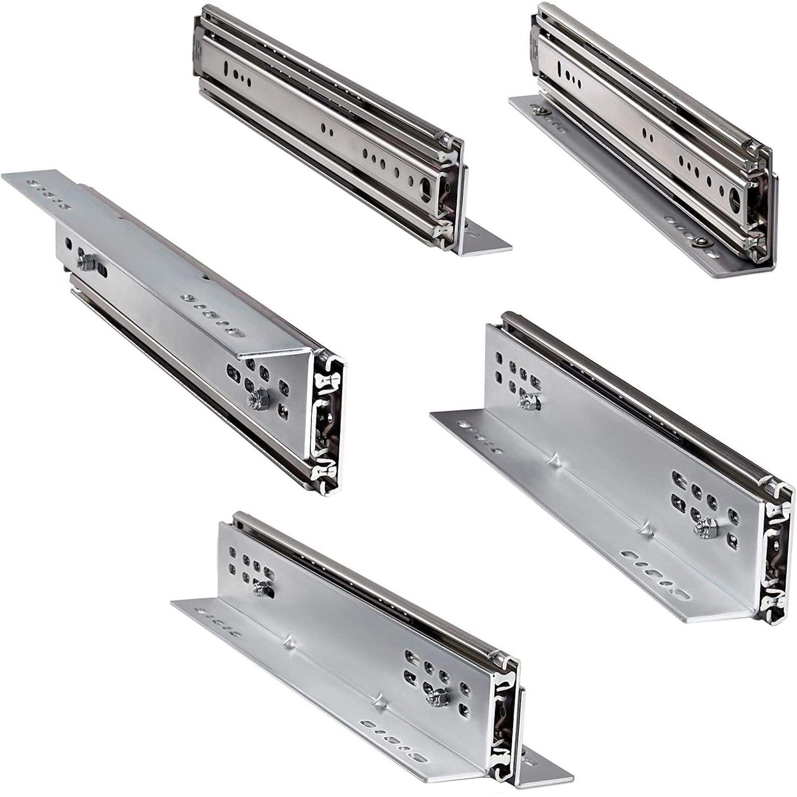 SO-TECH® Möbelbeschlag Montagewinkel für 200 Kg Schwerlastauszüge KV2-200-H76-LC (2 St), Silber verzinkt für Boden- u. Plattformmontage