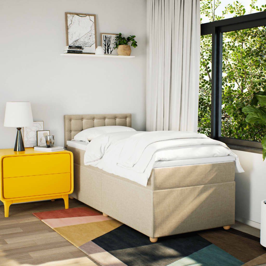 vidaXL Bett Boxspringbett mit Matratze Creme günstig online kaufen