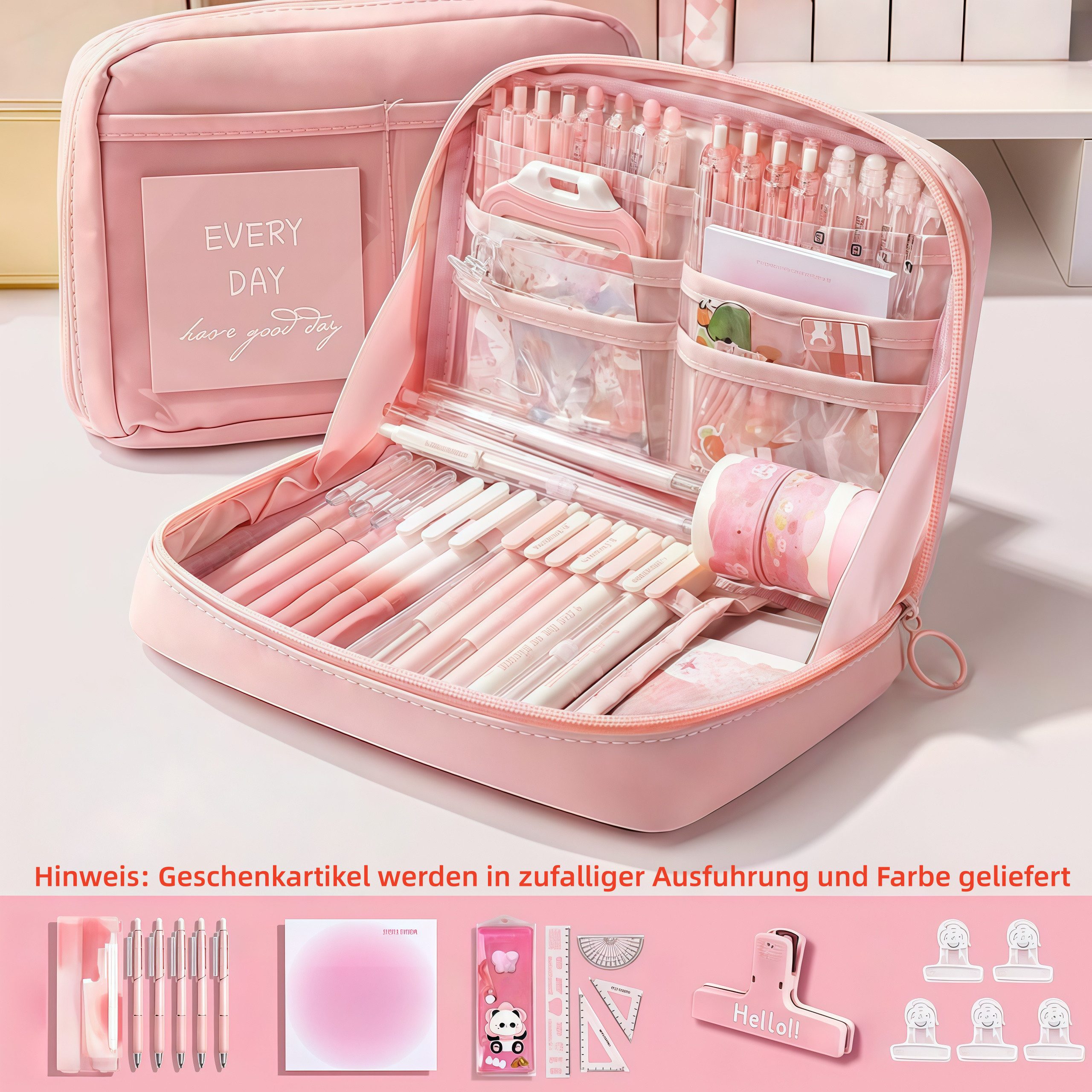 FOUORTUNATE-BEE Federmäppchen 12-teiliges lila Schreibwaren-Set – ideales Geschenk zum Schulstart, Lernset für Schule und Büro – komplette Ausstattung für den A – Bild 2 von 5