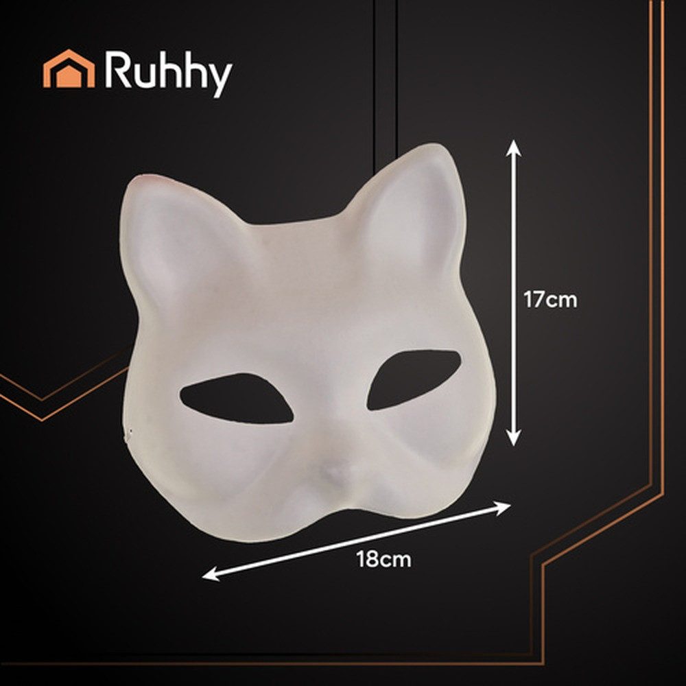 Ruhhy Verkleidungsmaske Katzengesichtsmaske DIY, (Spar-Set, 10-tlg., bemalen), Angenehm zu tragen dank weichem, flexiblem Material