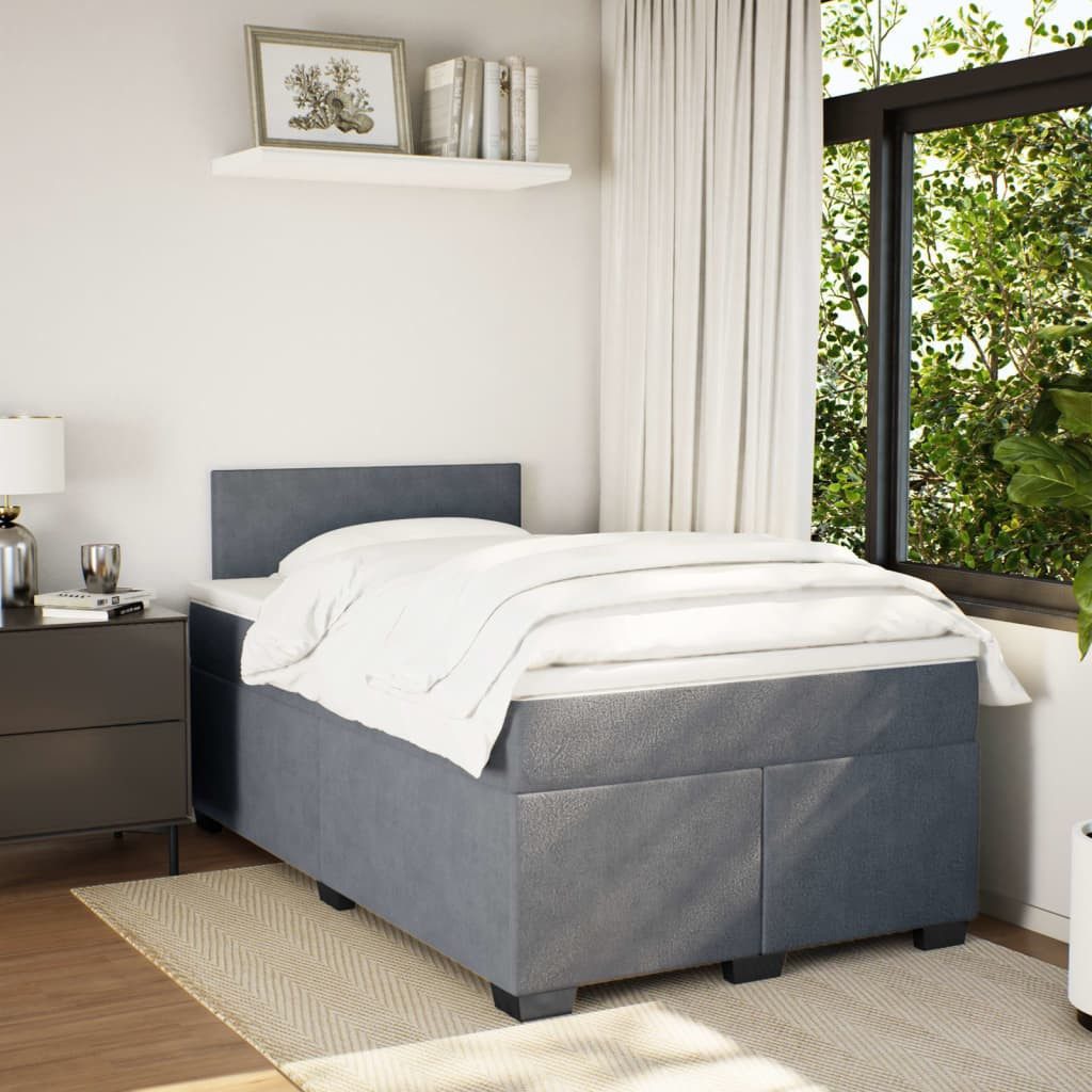 vidaXL Bett Boxspringbett mit Matratze Dunkelgrau günstig online kaufen